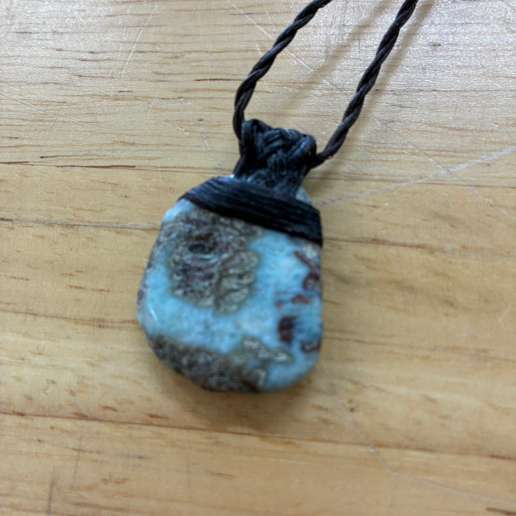 Larimar Leather Necklace - Serenity