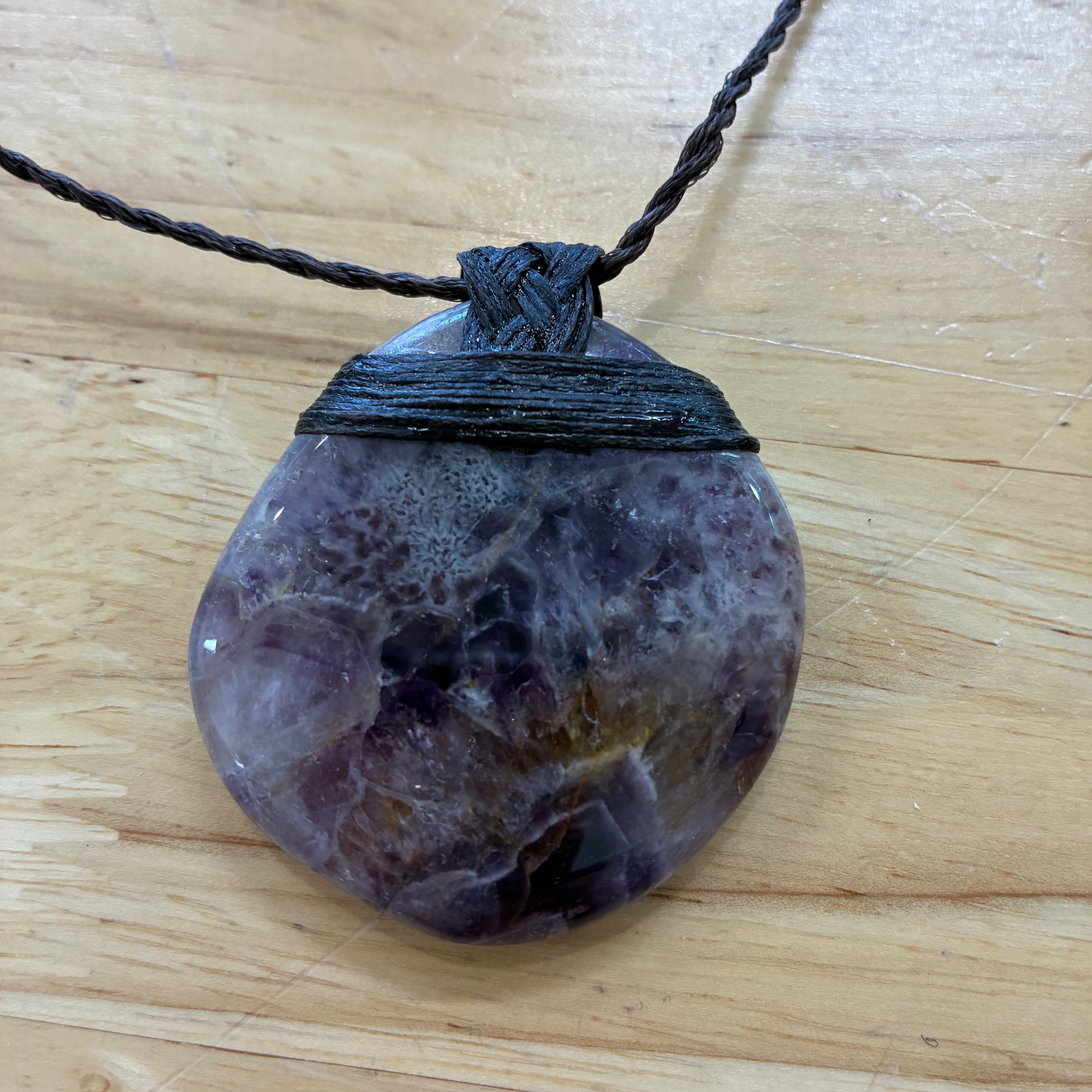 Chevron Amethyst with Goethite Leather Necklace - Insight