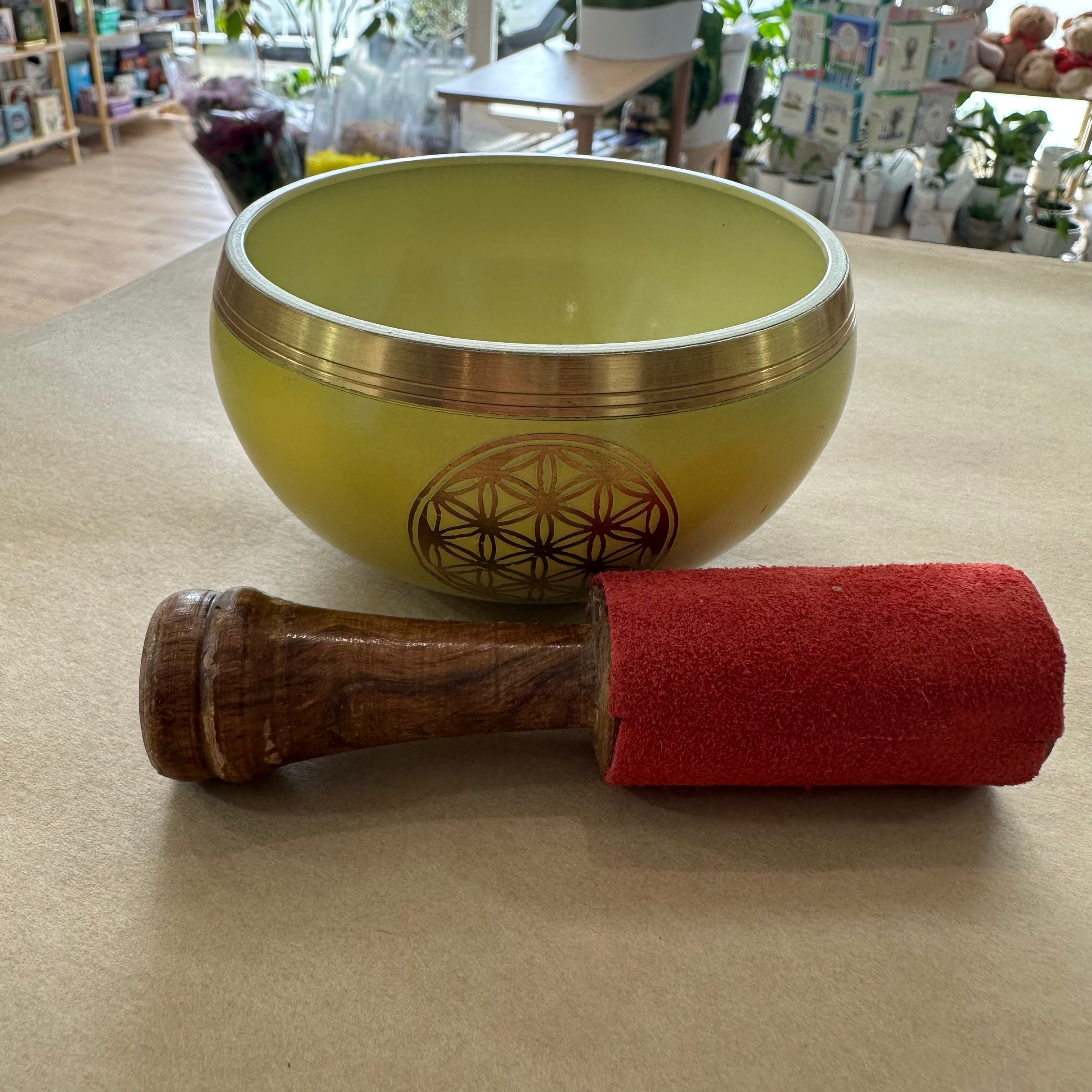 Yellow & Gold 'Flower of Life' Singing Bowl 10cm