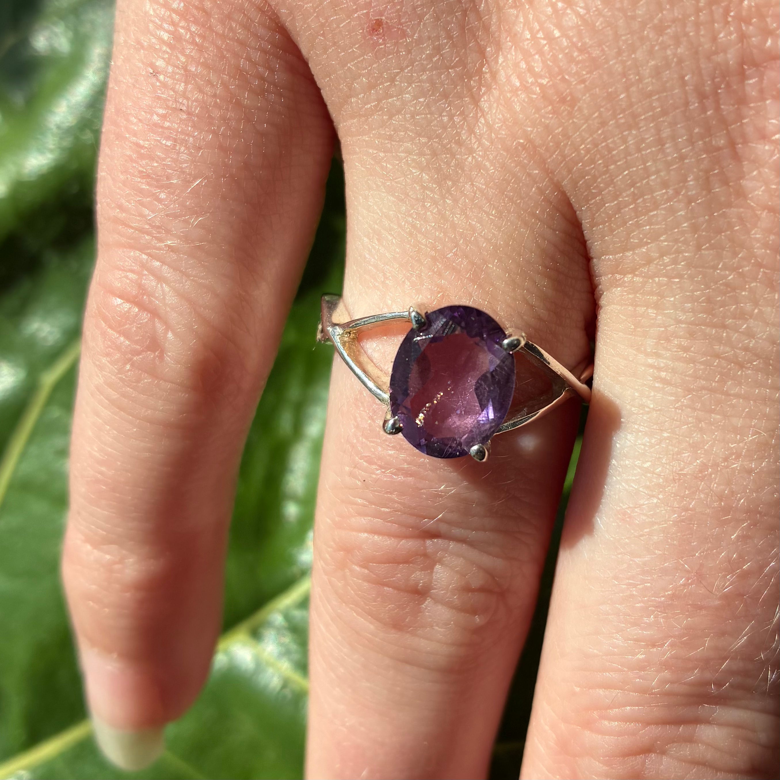 Amethyst Twist Band Negative Space Ring Size 9