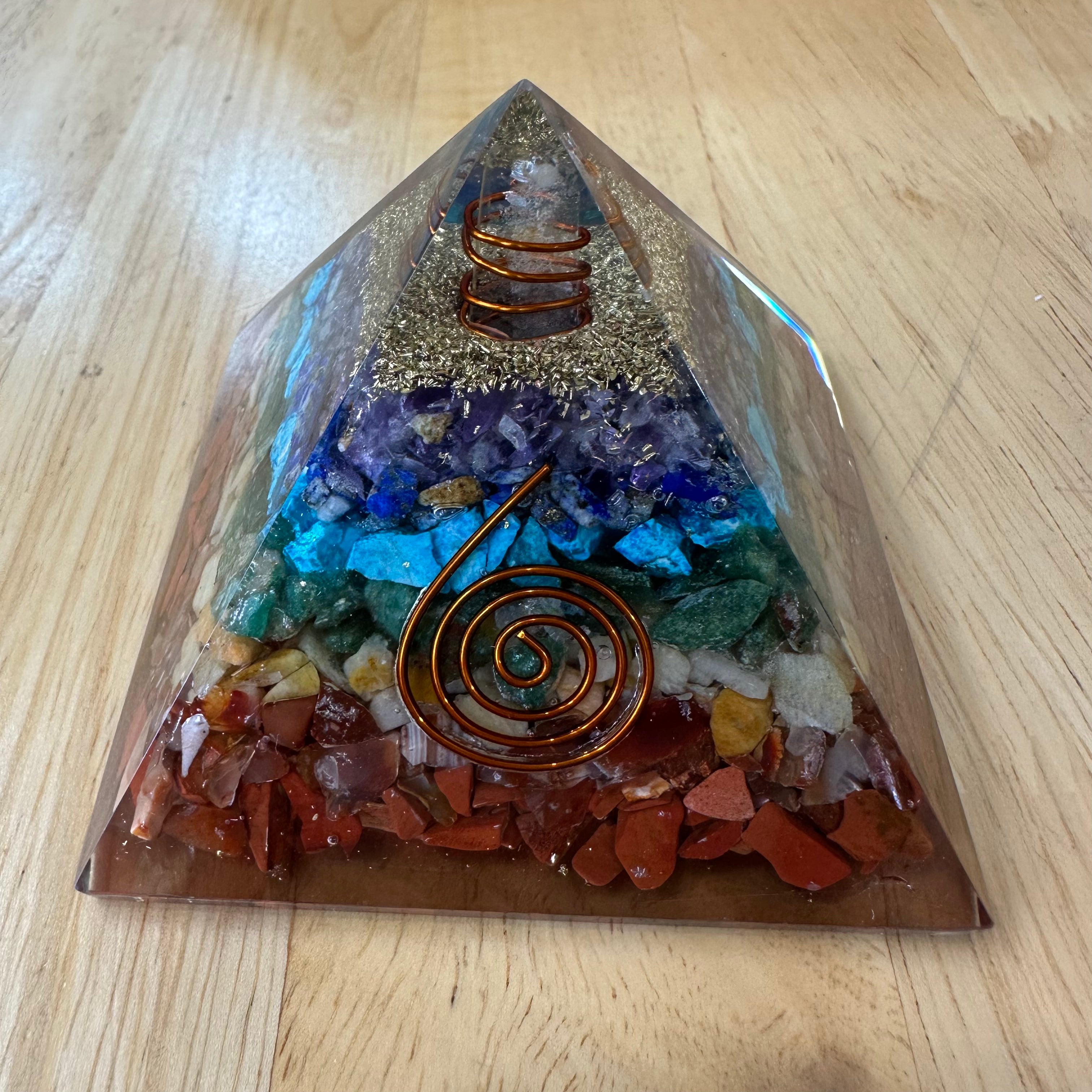 Chakra Orgonite Pyramid 7.5cm