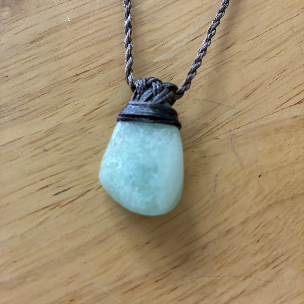 Aquamarine Leather Necklace - Serenity