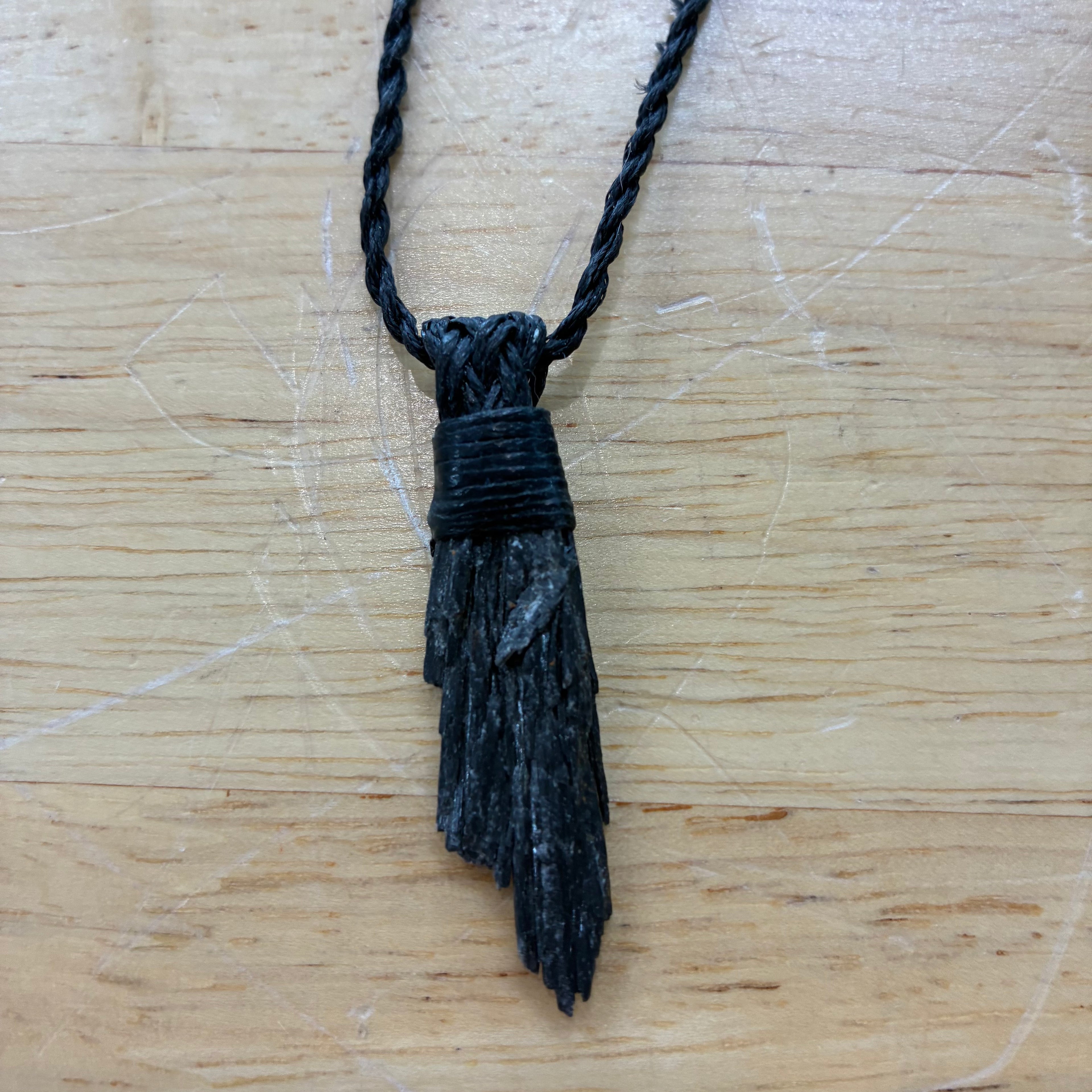 Black Kyanite Leather Necklace - Clearing