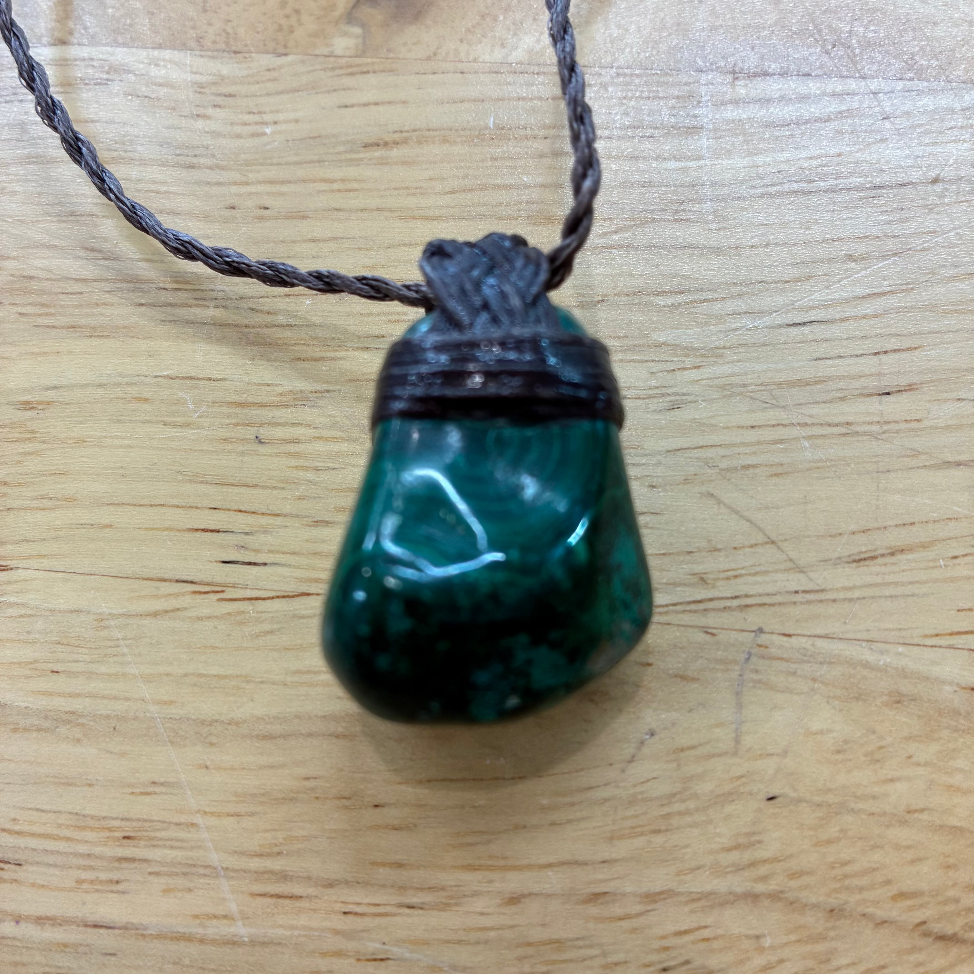 Malachite Leather Necklace - Transformation