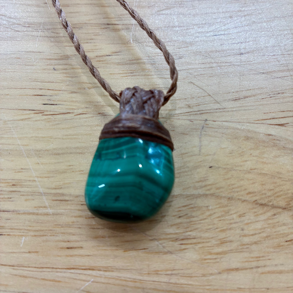 Malachite Leather Necklace - Transformation