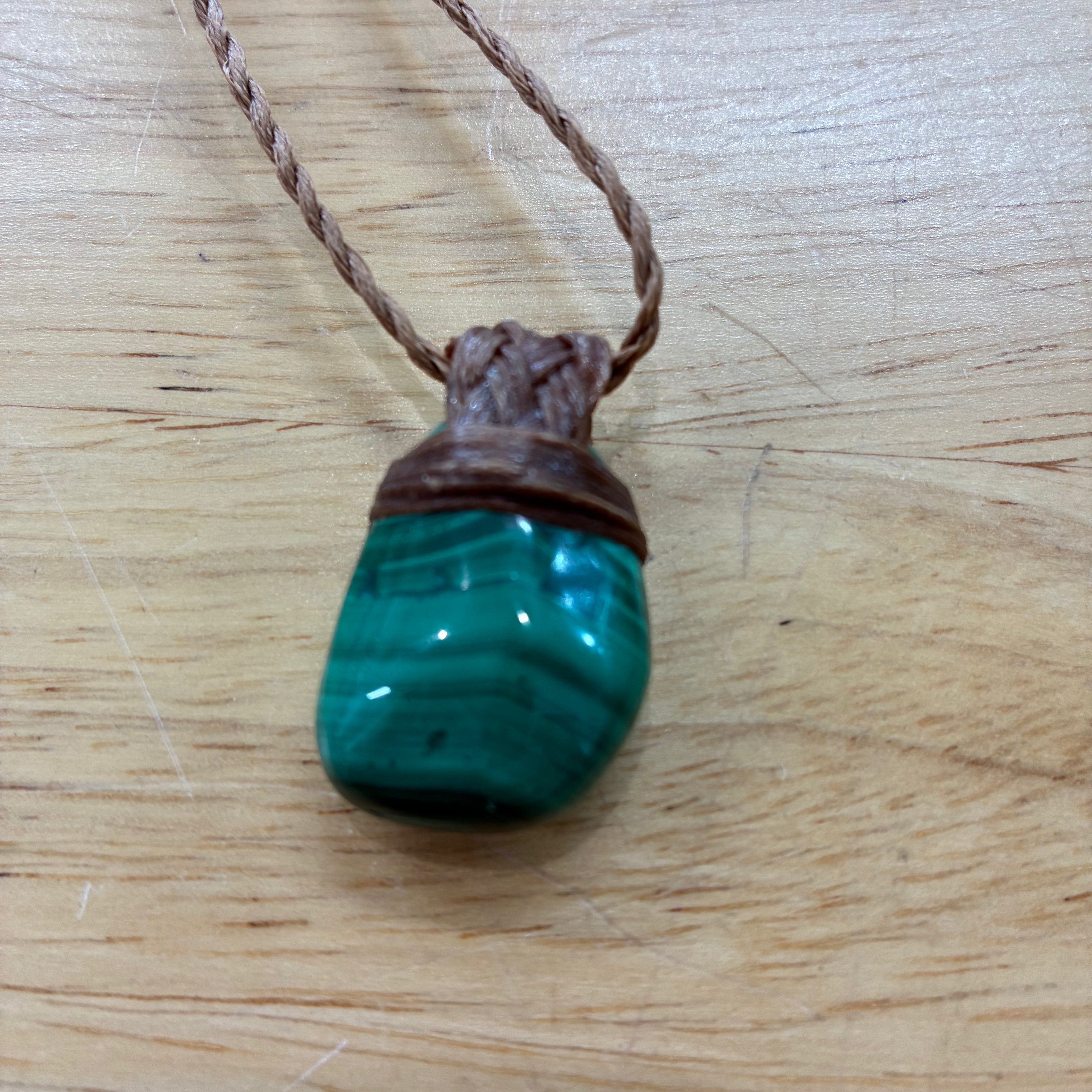 Malachite Leather Necklace - Transformation