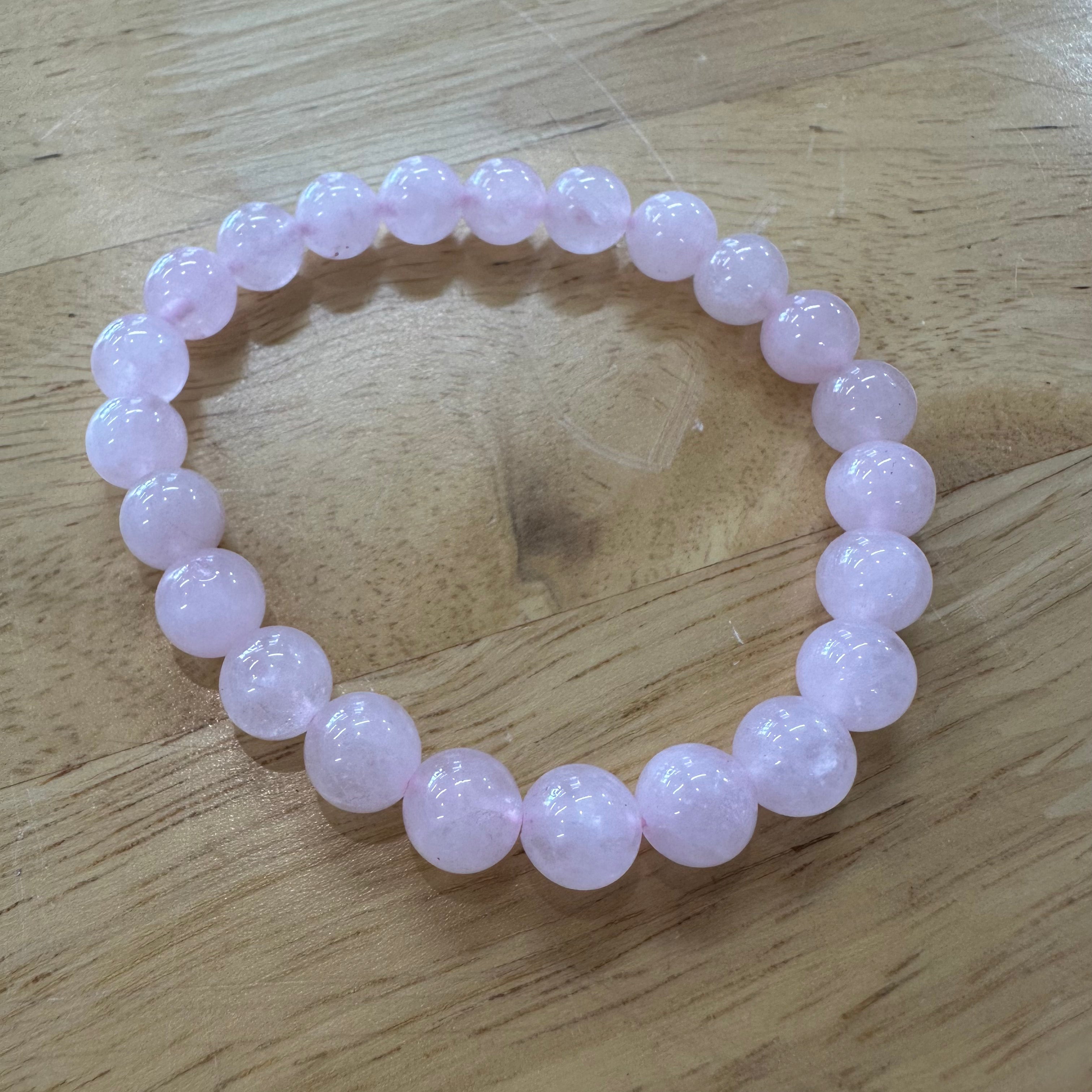 Rose Quartz Bead Bracelet 8mm
