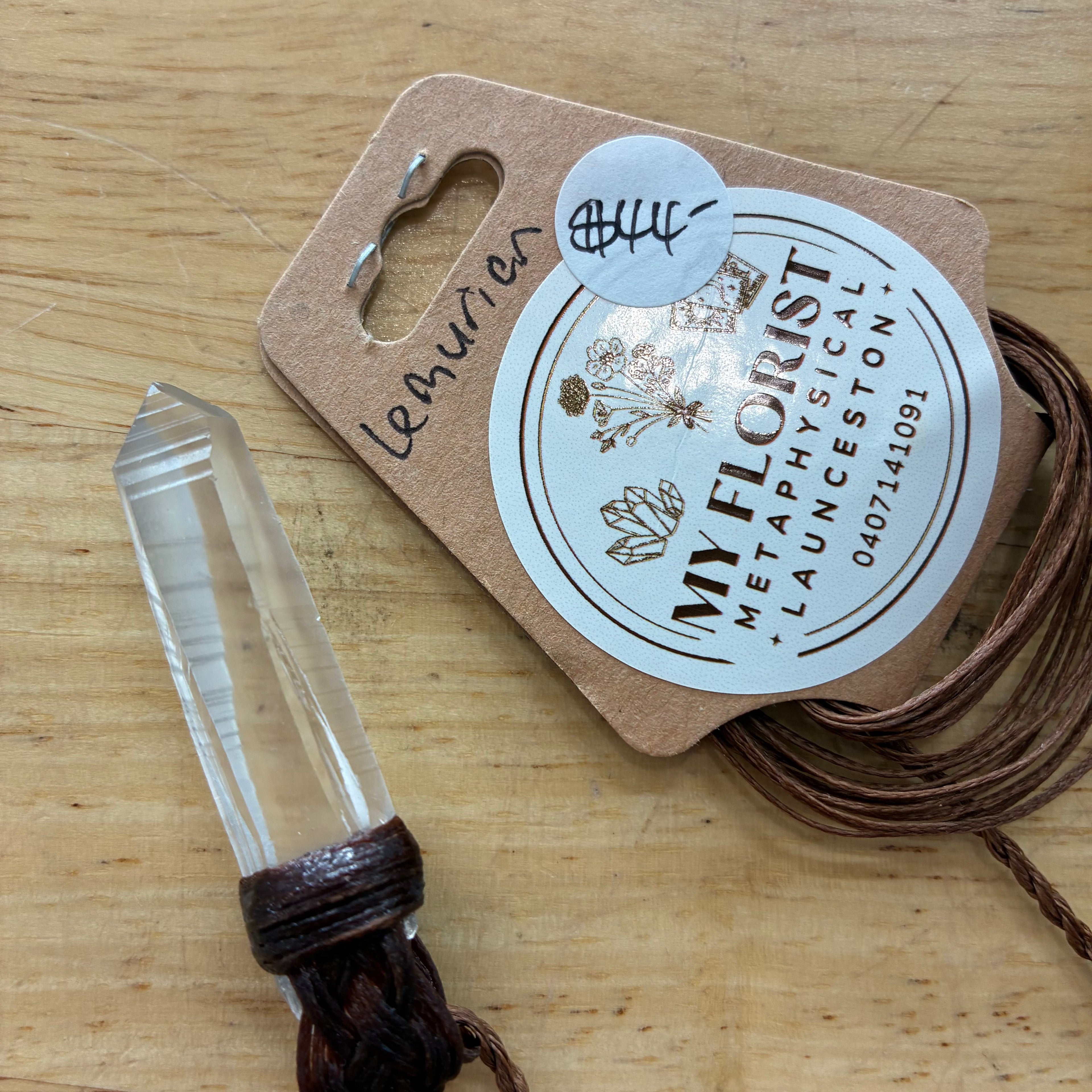 Lemurian Quartz Leather Necklace - Rememberance