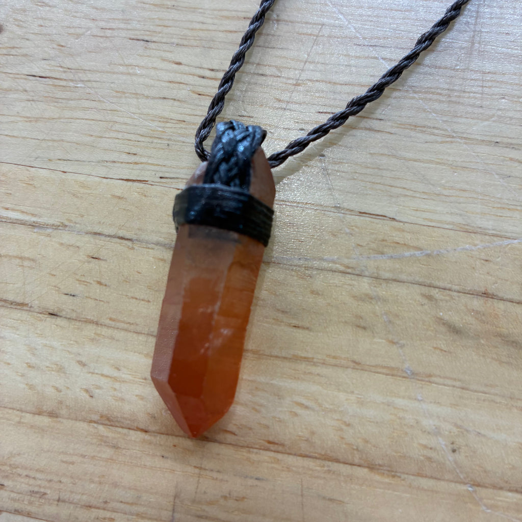 Tangerine Lemurian - JOYFUL HEALING Leather Necklace