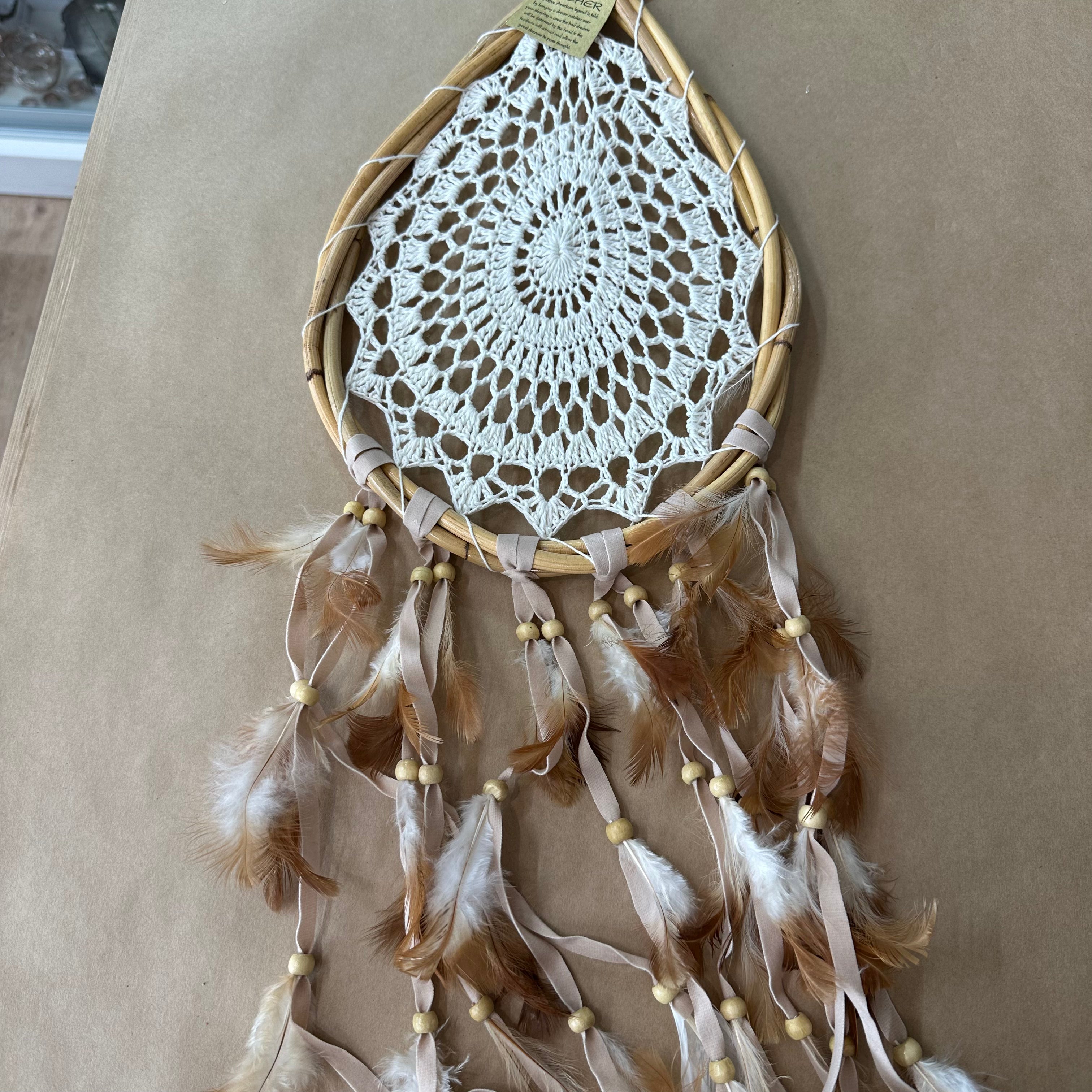 Rattan Teardrop Dream catcher – White