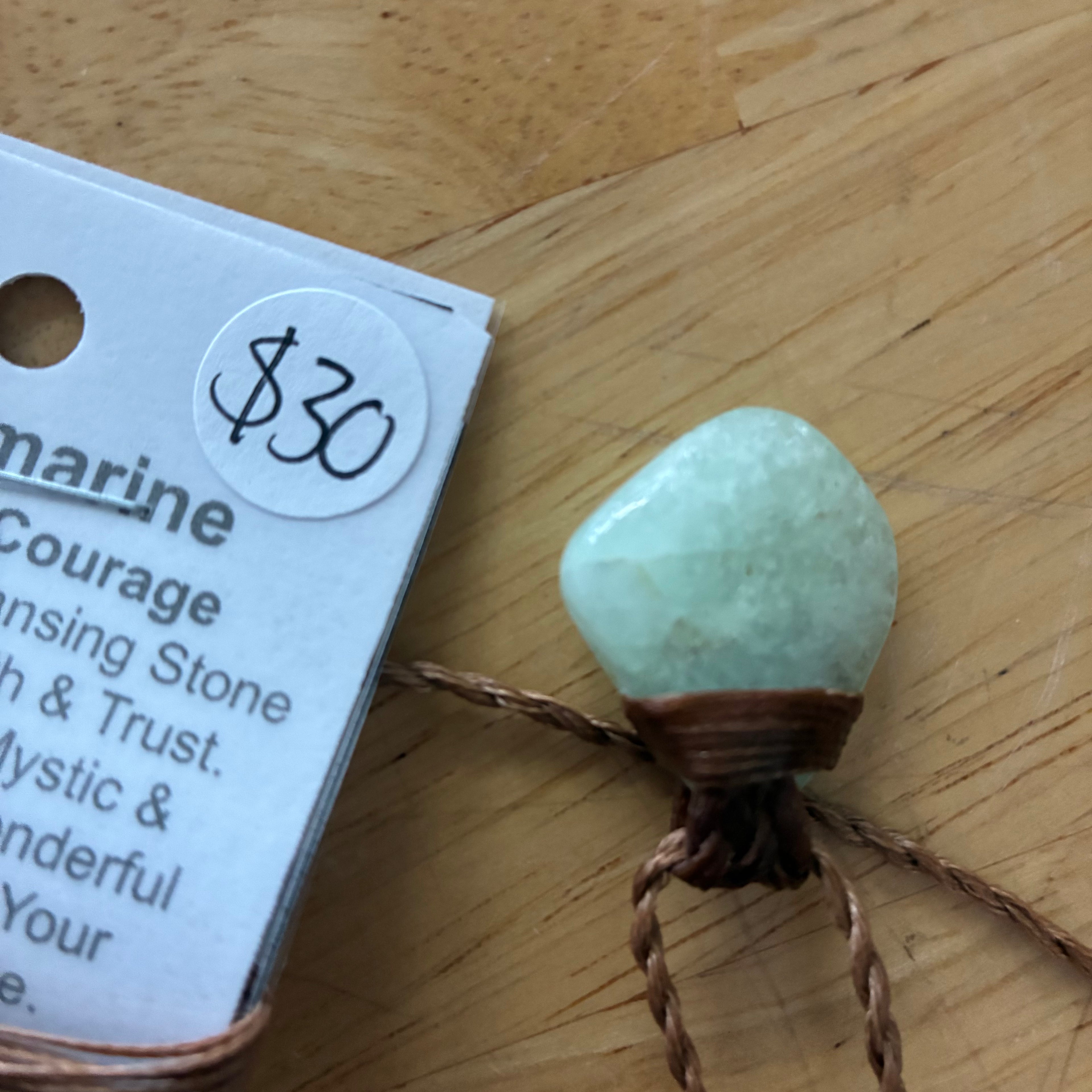 Aquamarine Leather Necklace - Serenity