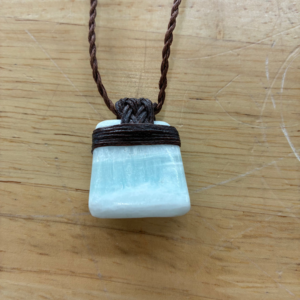 Caribbean Calcite Leather Necklace - Joyful Calm