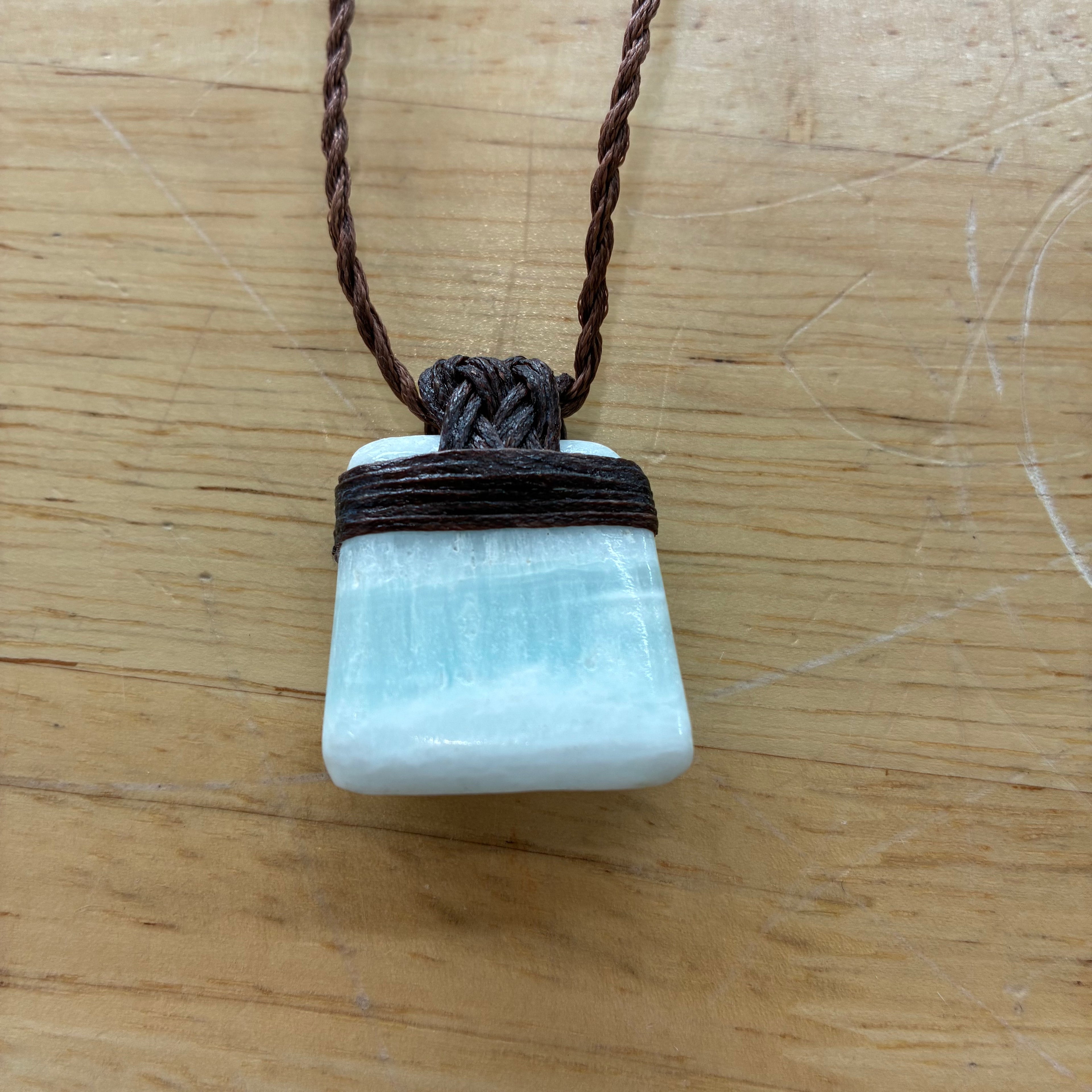 Caribbean Calcite Leather Necklace - Joyful Calm