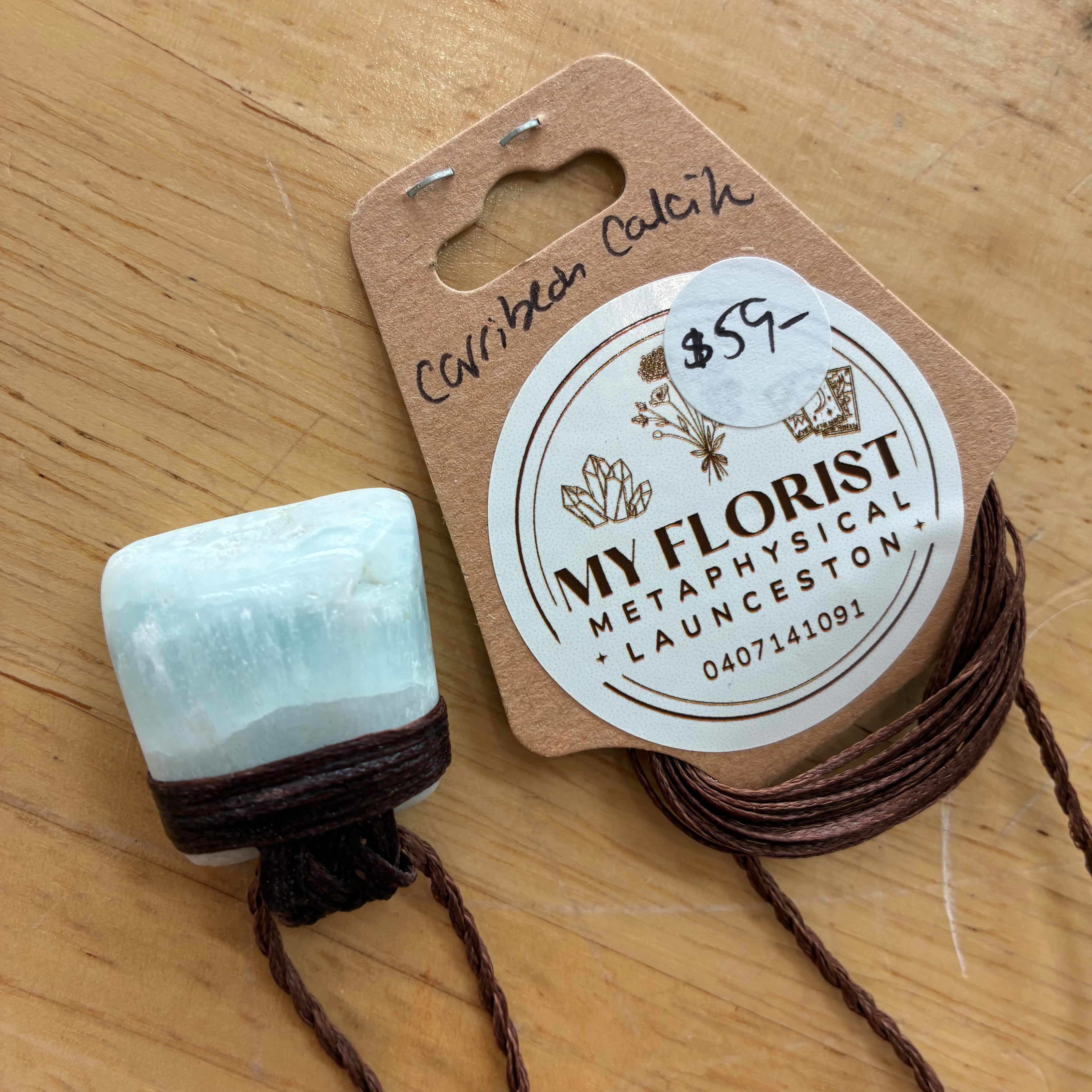 Caribbean Calcite Leather Necklace - Joyful Calm