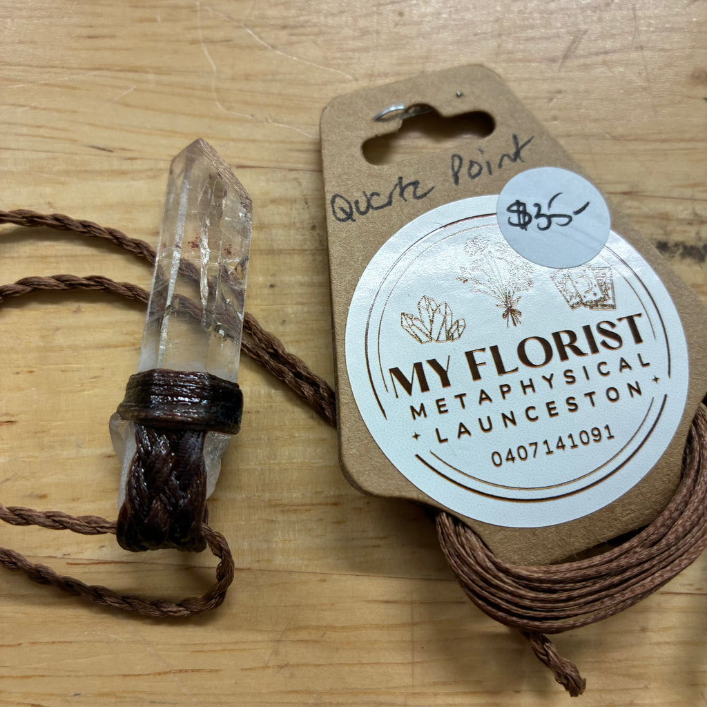 Clear Quartz Leather Necklace - Clarity