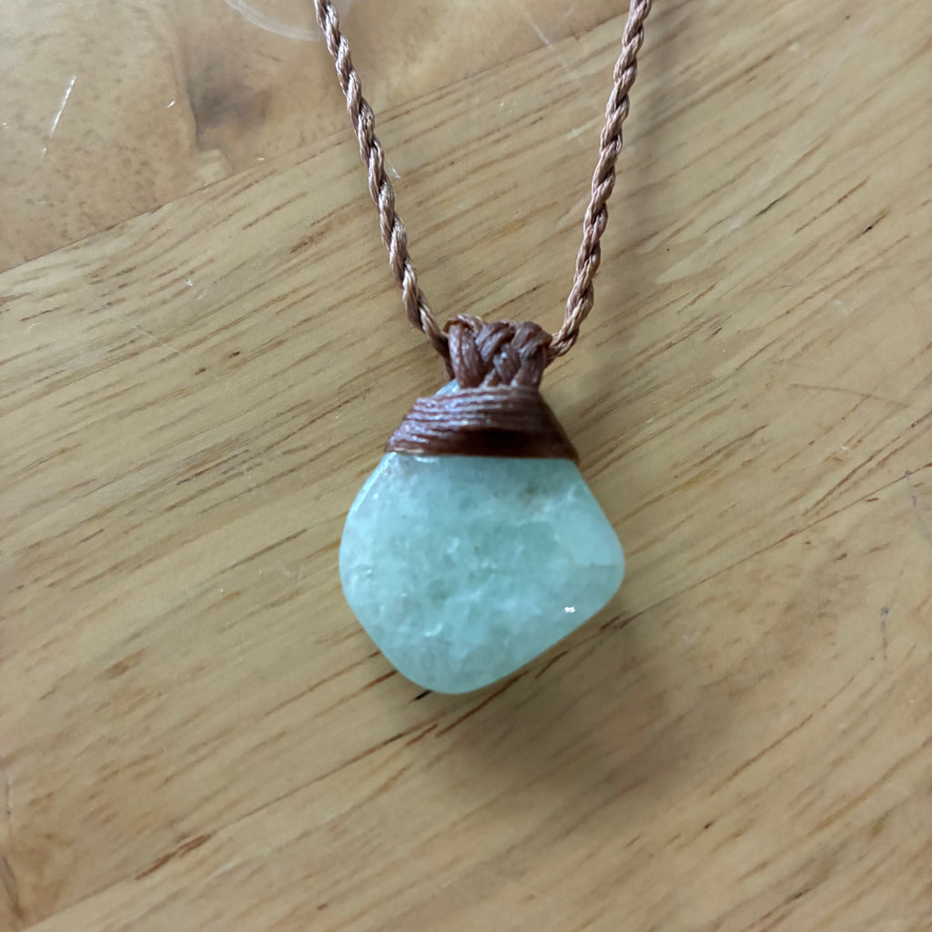 Aquamarine Leather Necklace - Serenity
