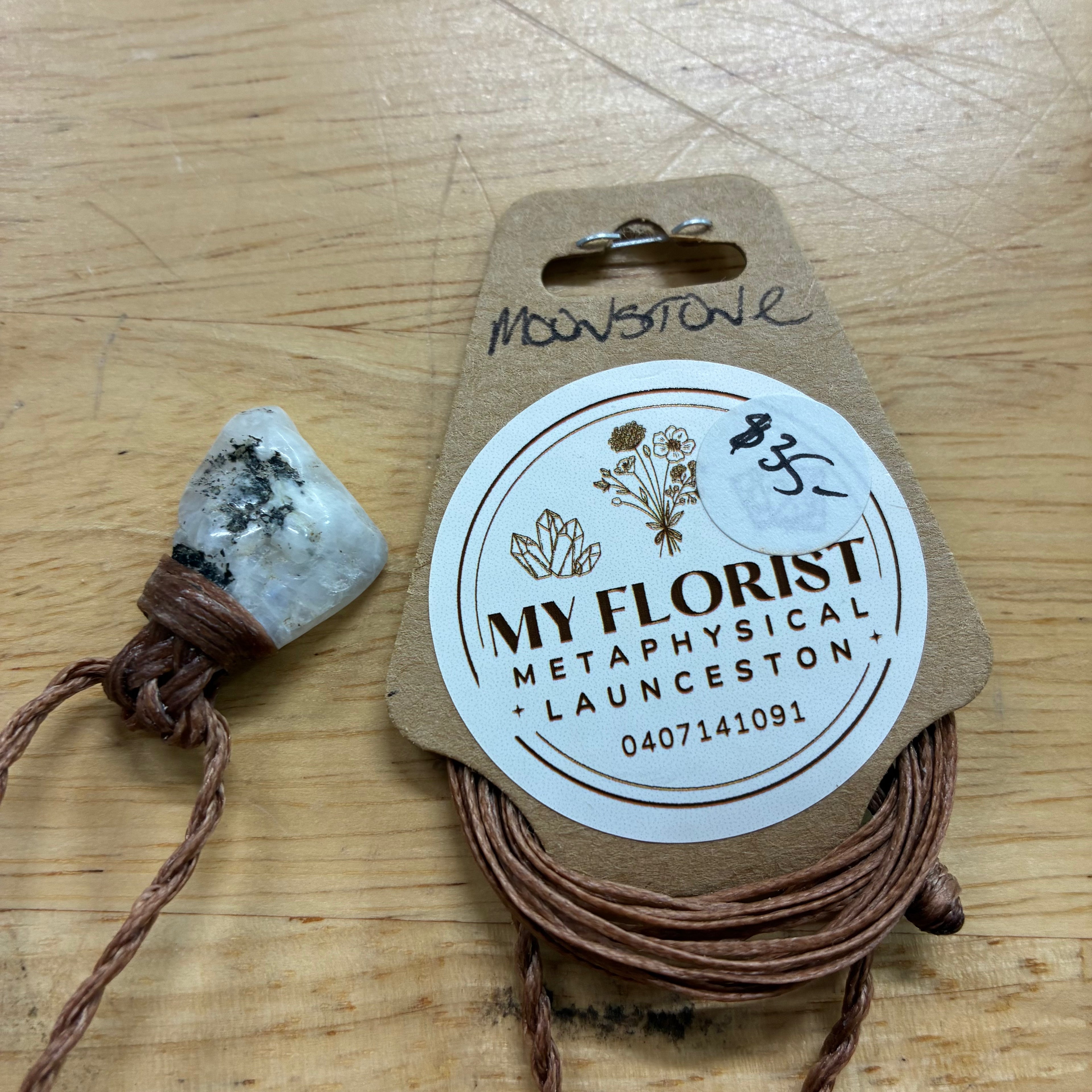 Rainbow Moonstone Leather Necklace - Intuition