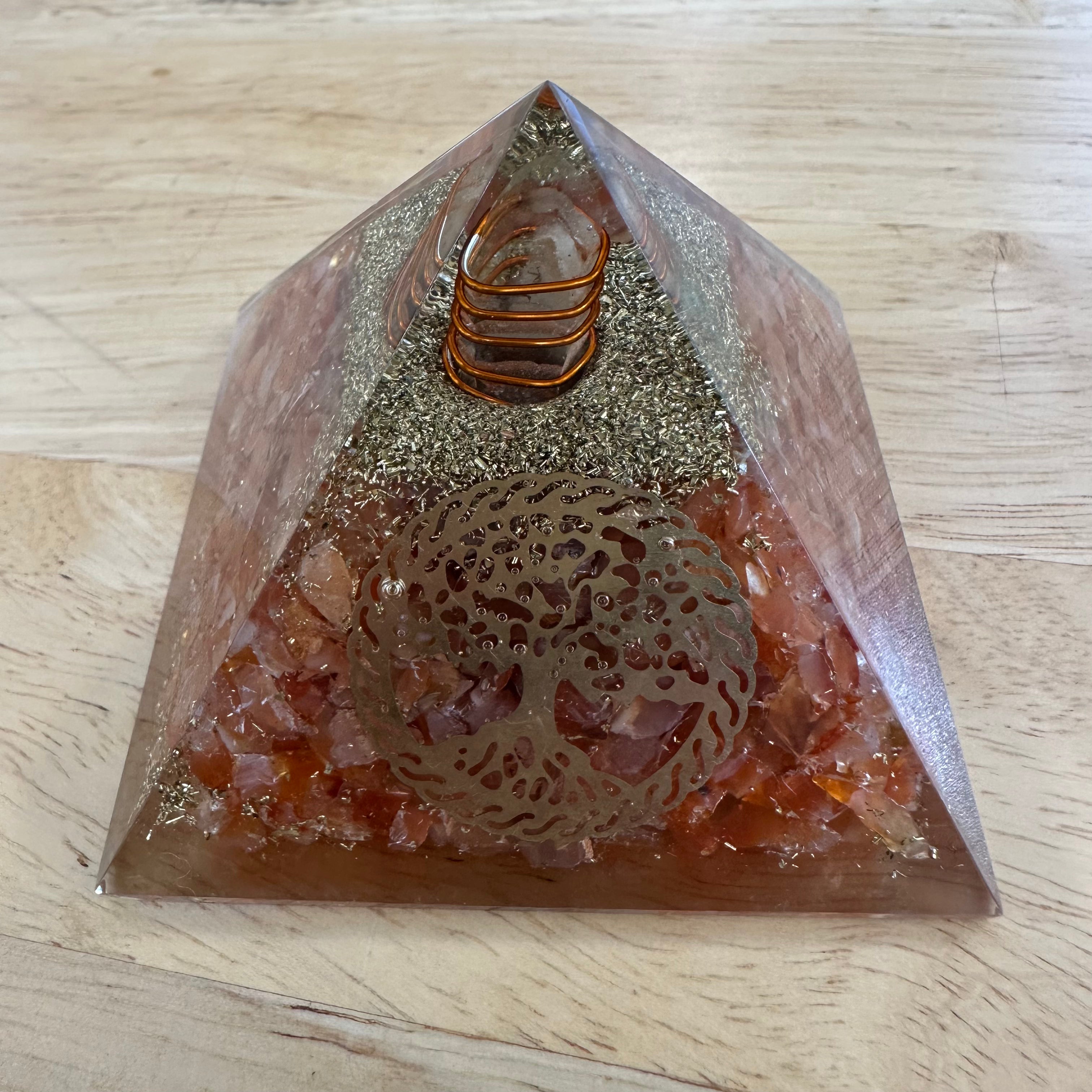 Carnelian Orgonite Pyramid 7.5cm