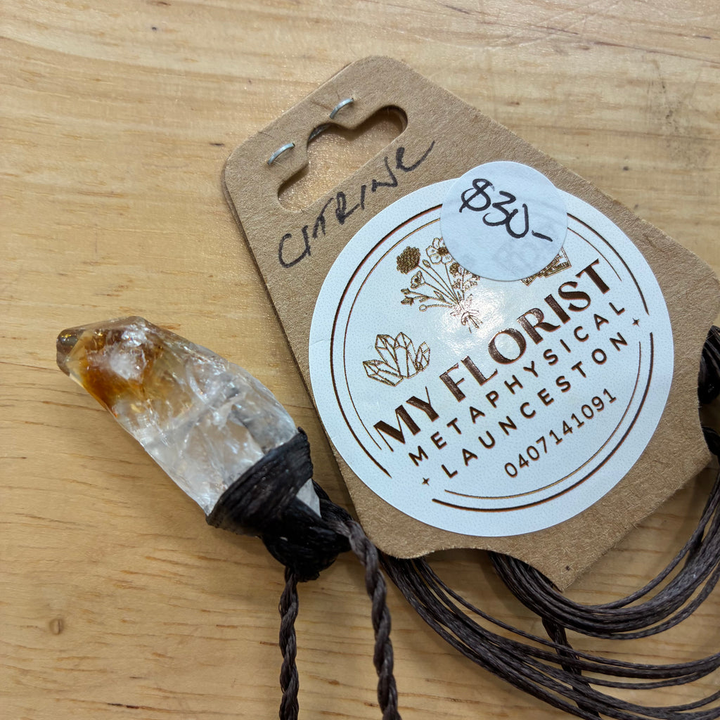 Citrine Leather Necklace - Abundance
