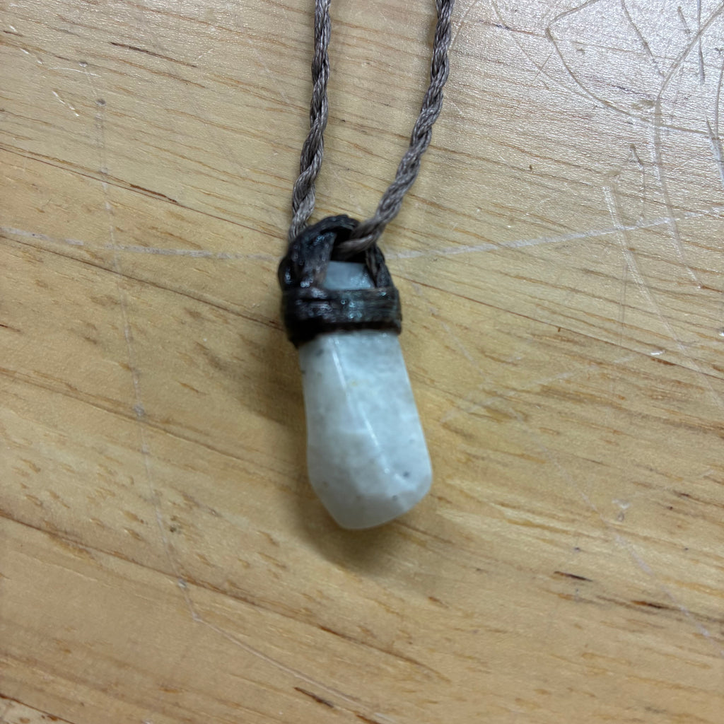 Rainbow Moonstone Leather Necklace - Intuition