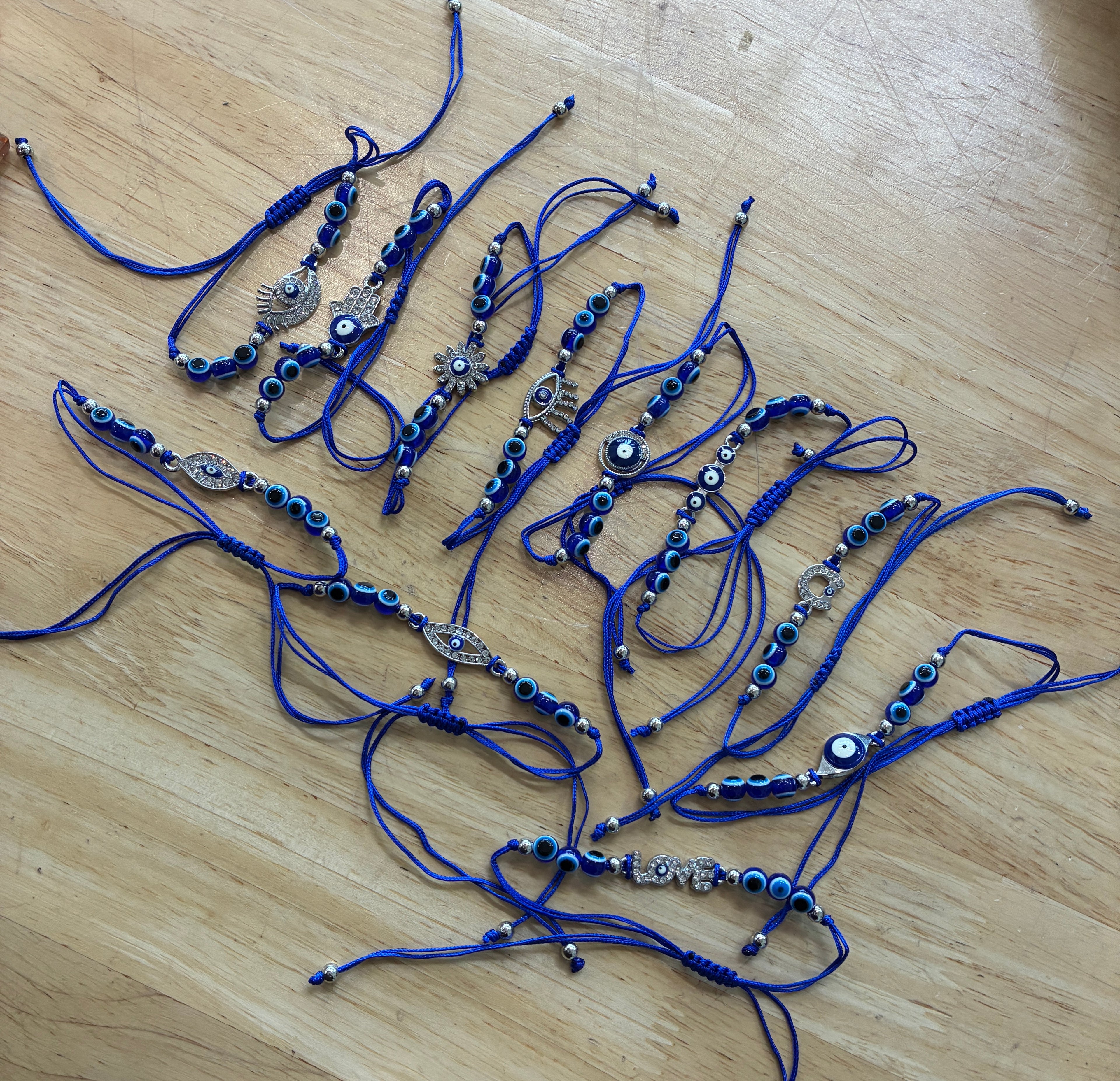 Blue Eye / Evil Eye of Protection Blue Cord Bracelet Various Designs