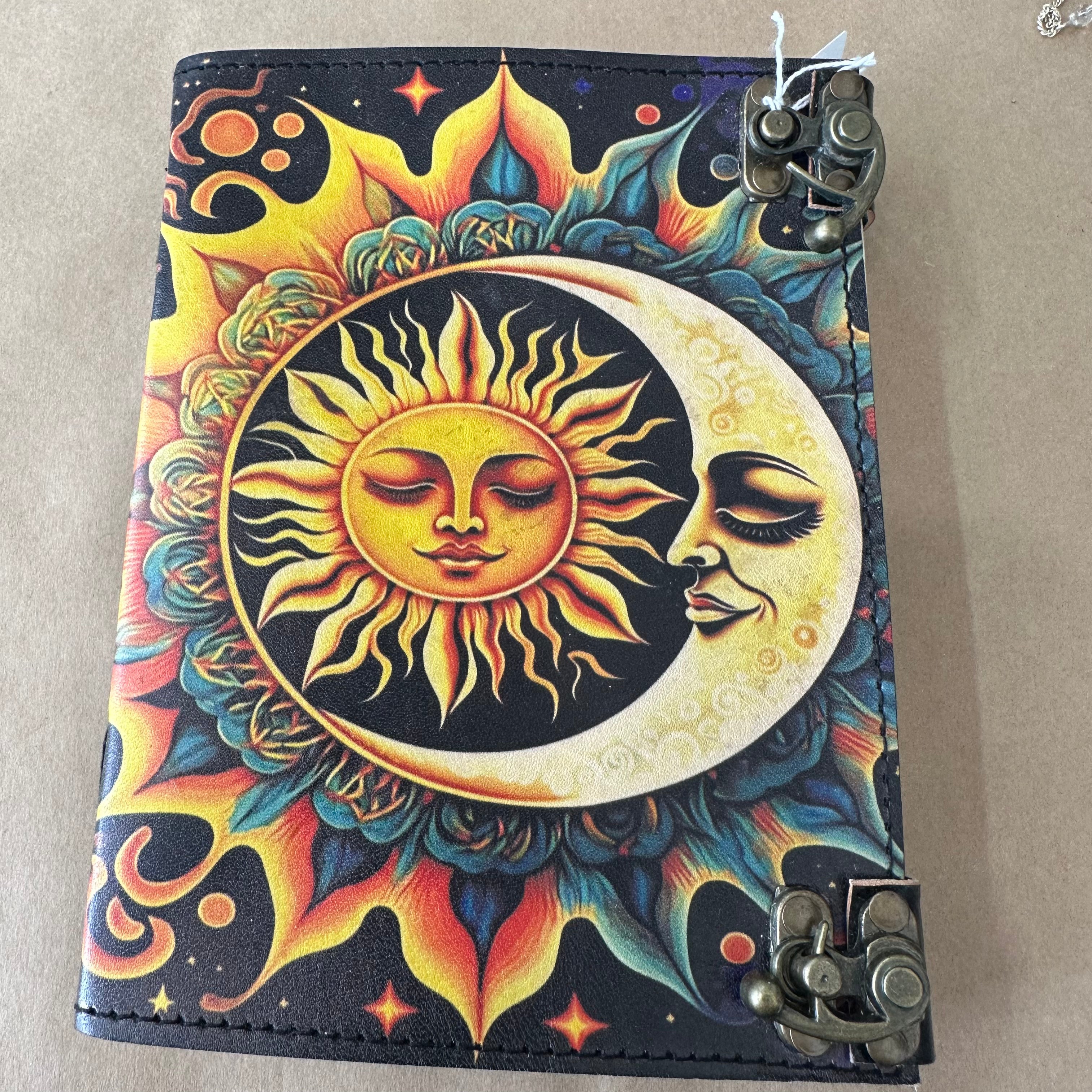 Sun/Moon - Printed Leather Journal with Clasps