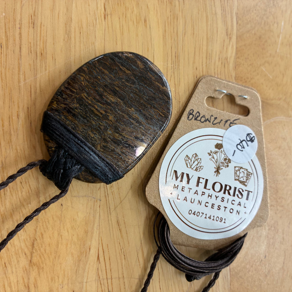 Bronzite Leather Necklace - Courage