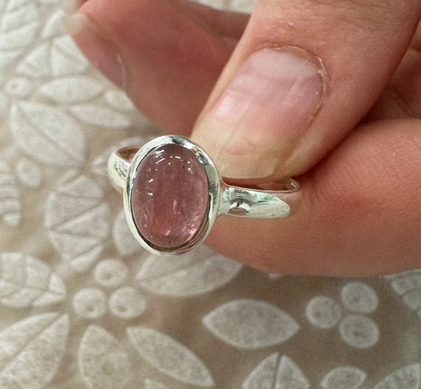 Pink Tourmaline Ring – Love, Emotional Healing & Compassion (AU M / US 6)