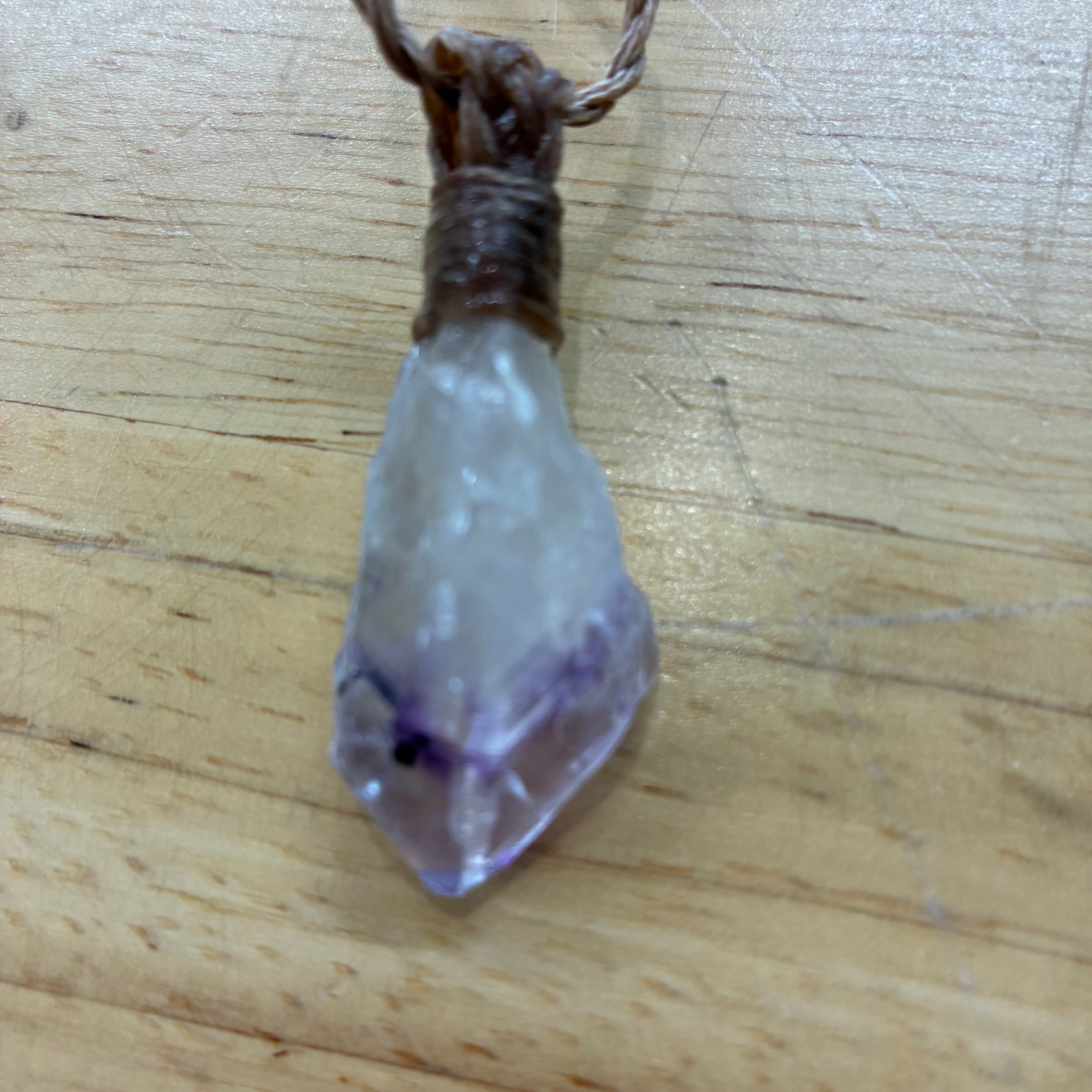 Amethyst Point Leather Necklace - Peace