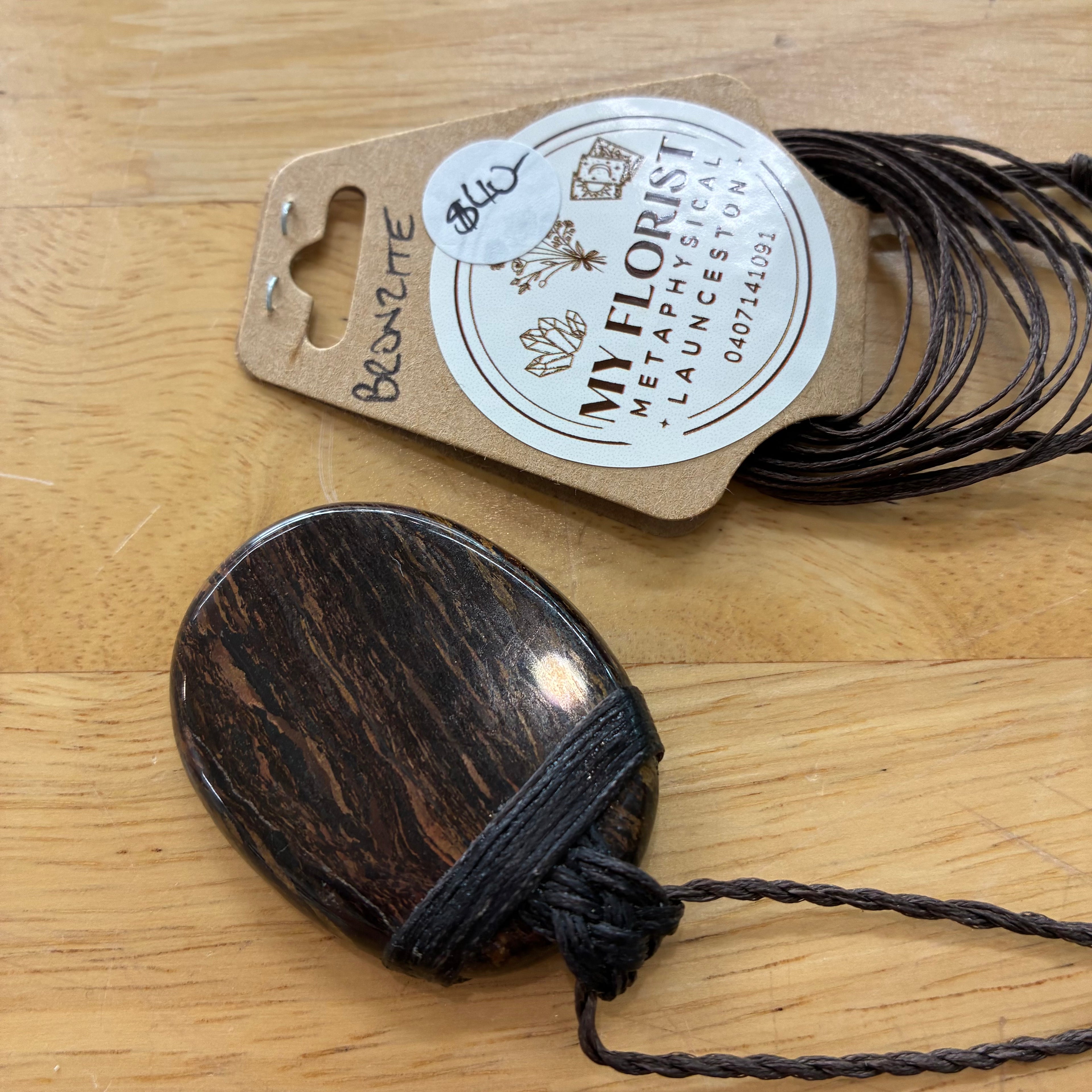 Bronzite Leather Necklace - Courage