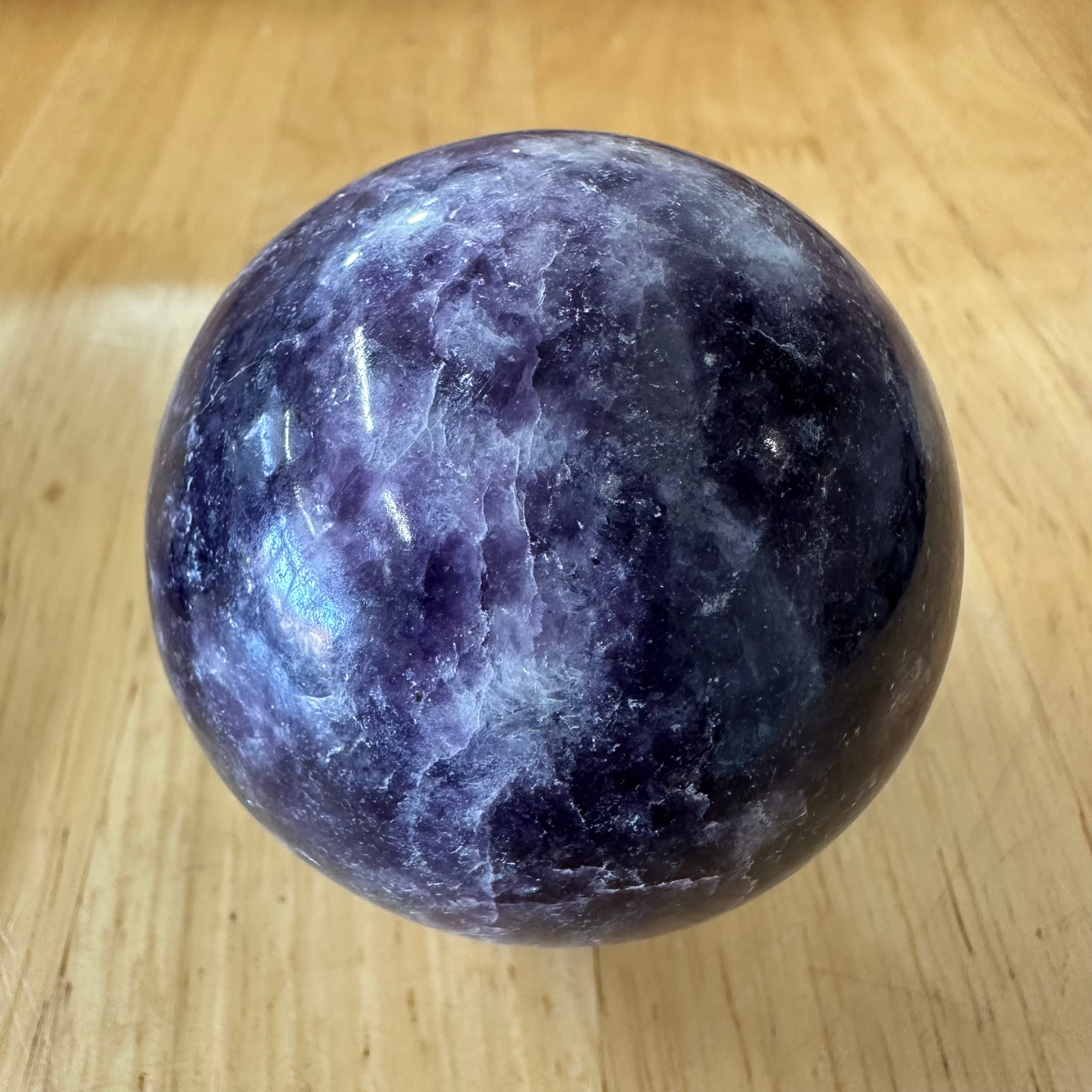 Lepidolite Sphere 6 cm with Wooden Stand