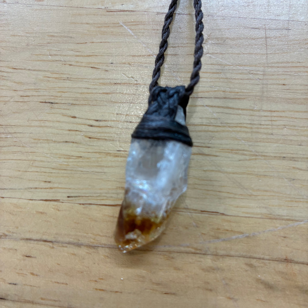 Citrine Leather Necklace - Abundance