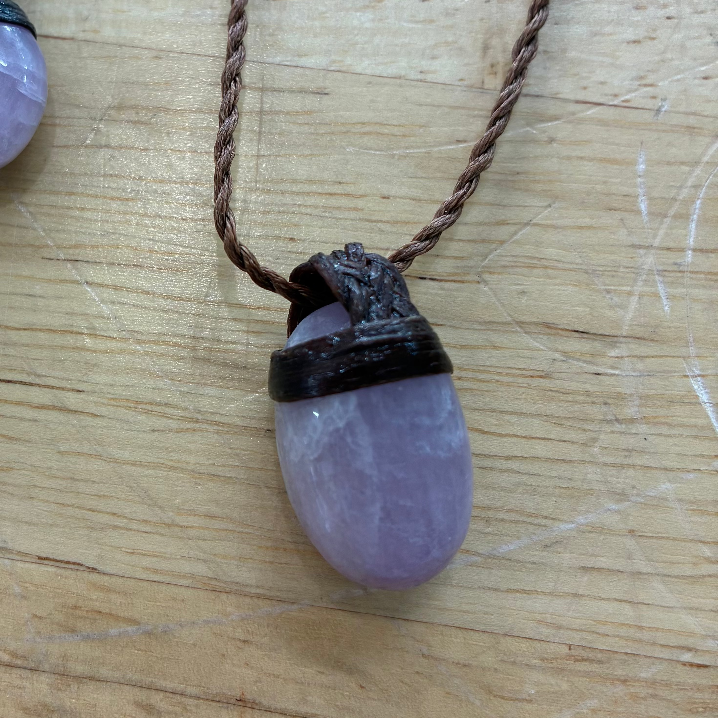 Kunzite Leather Necklace - Love