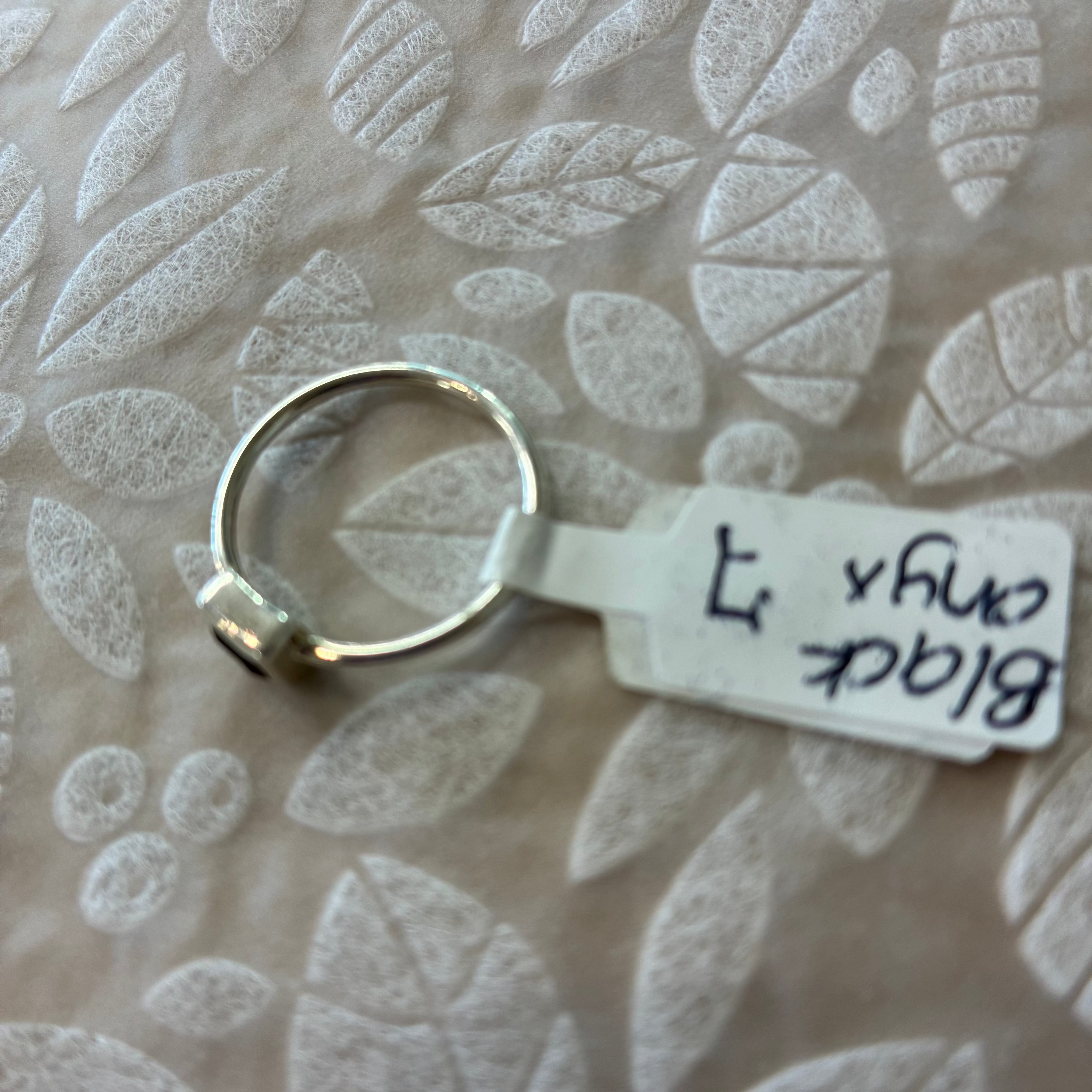 Black Onyx Square 925 Sterling Silver Ring - Size 7