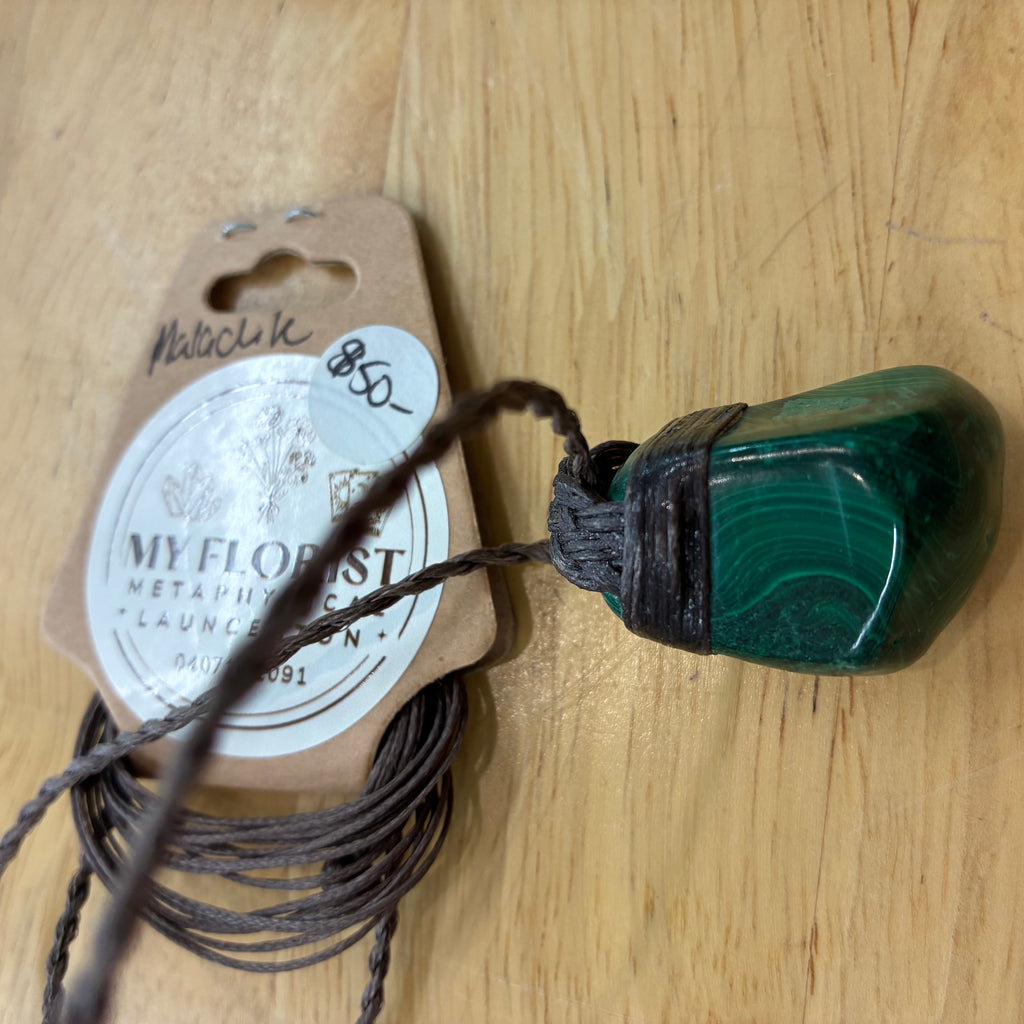Malachite Leather Necklace - Transformation