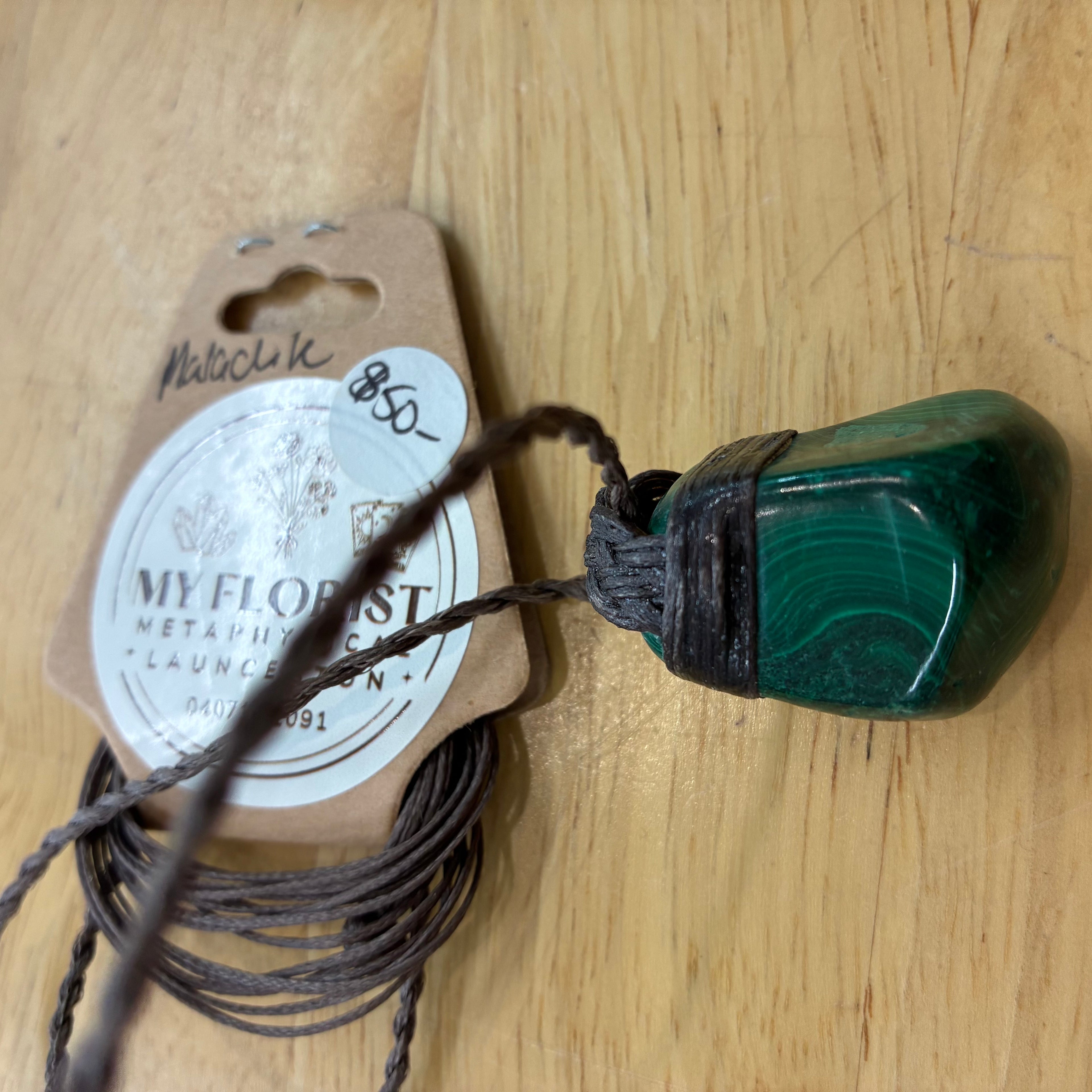 Malachite Leather Necklace - Transformation