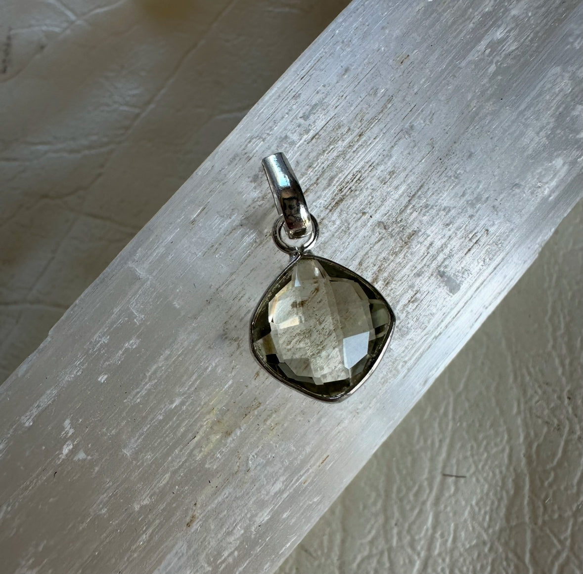 Green Tourmaline Faceted Pendant Necklace: 925 Sterling Silver