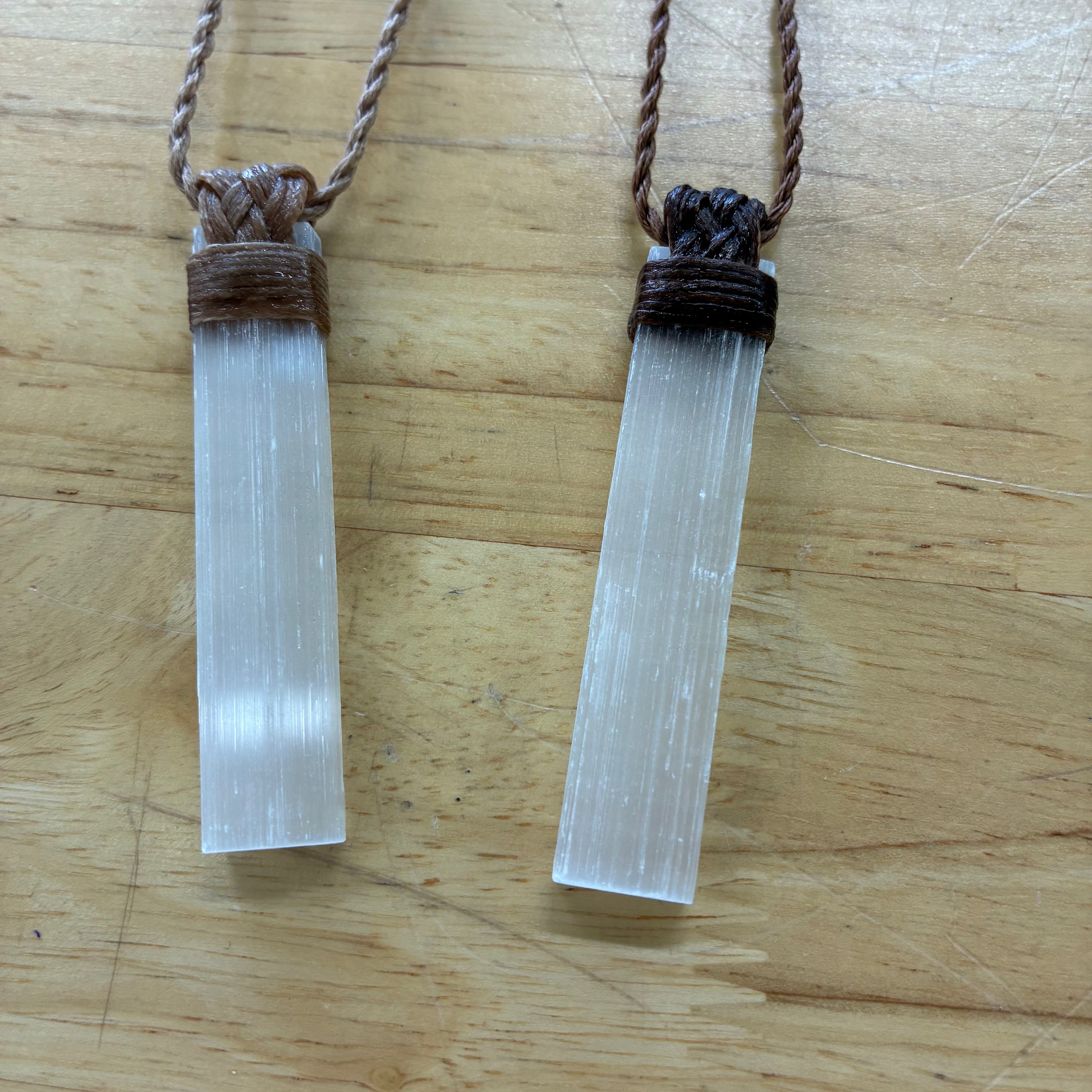 Satin Spar Leather Necklace - CLEANSING