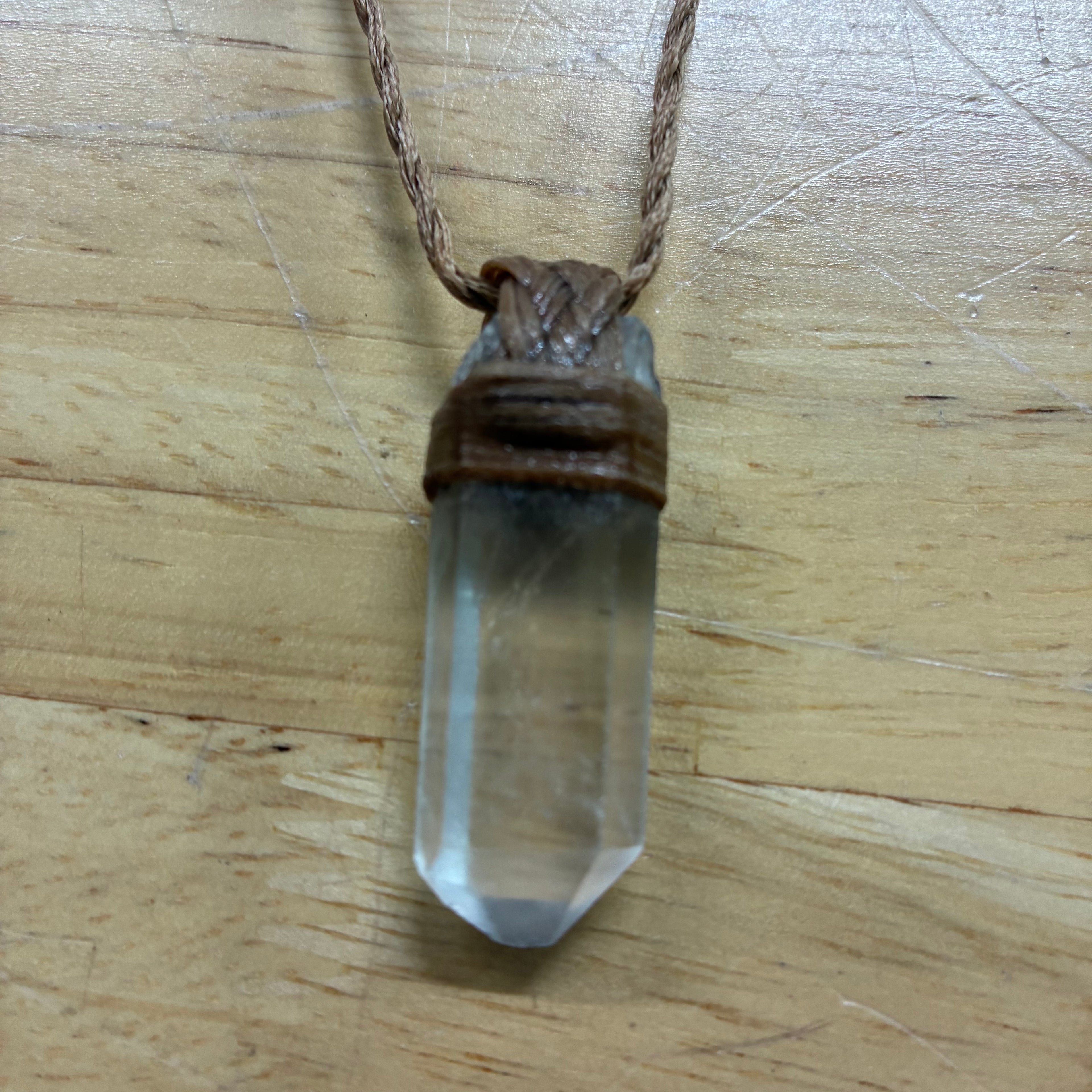 Clear Quartz Leather Necklace - Clarity