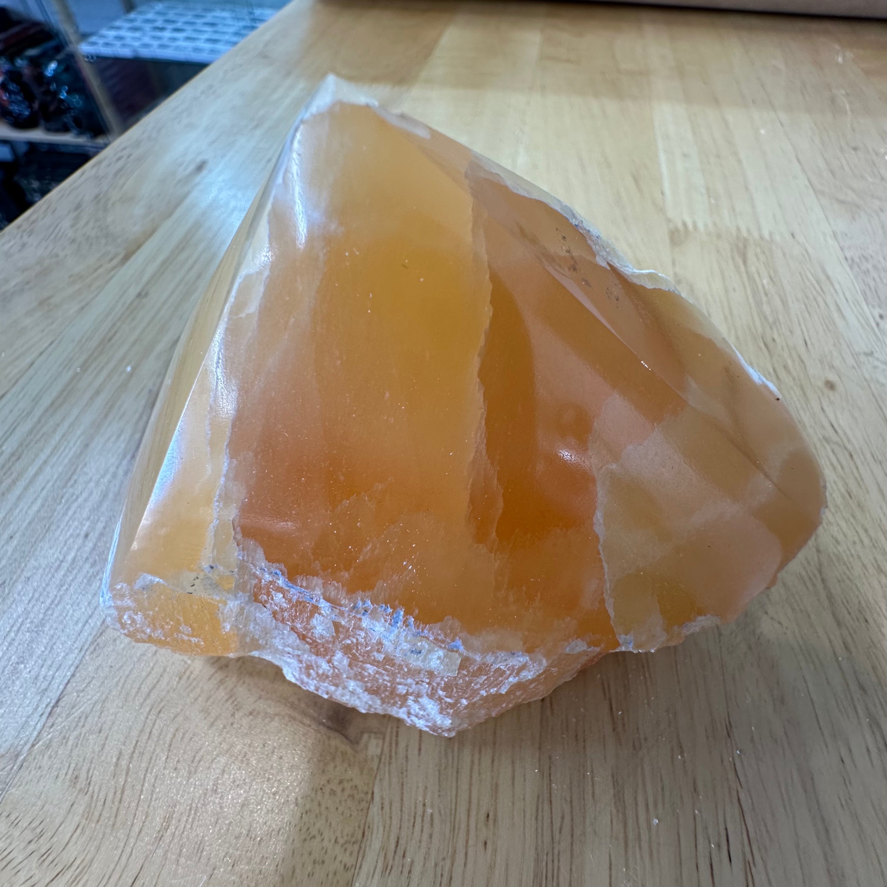 Orange Calcite – Polished Point with Base Cut