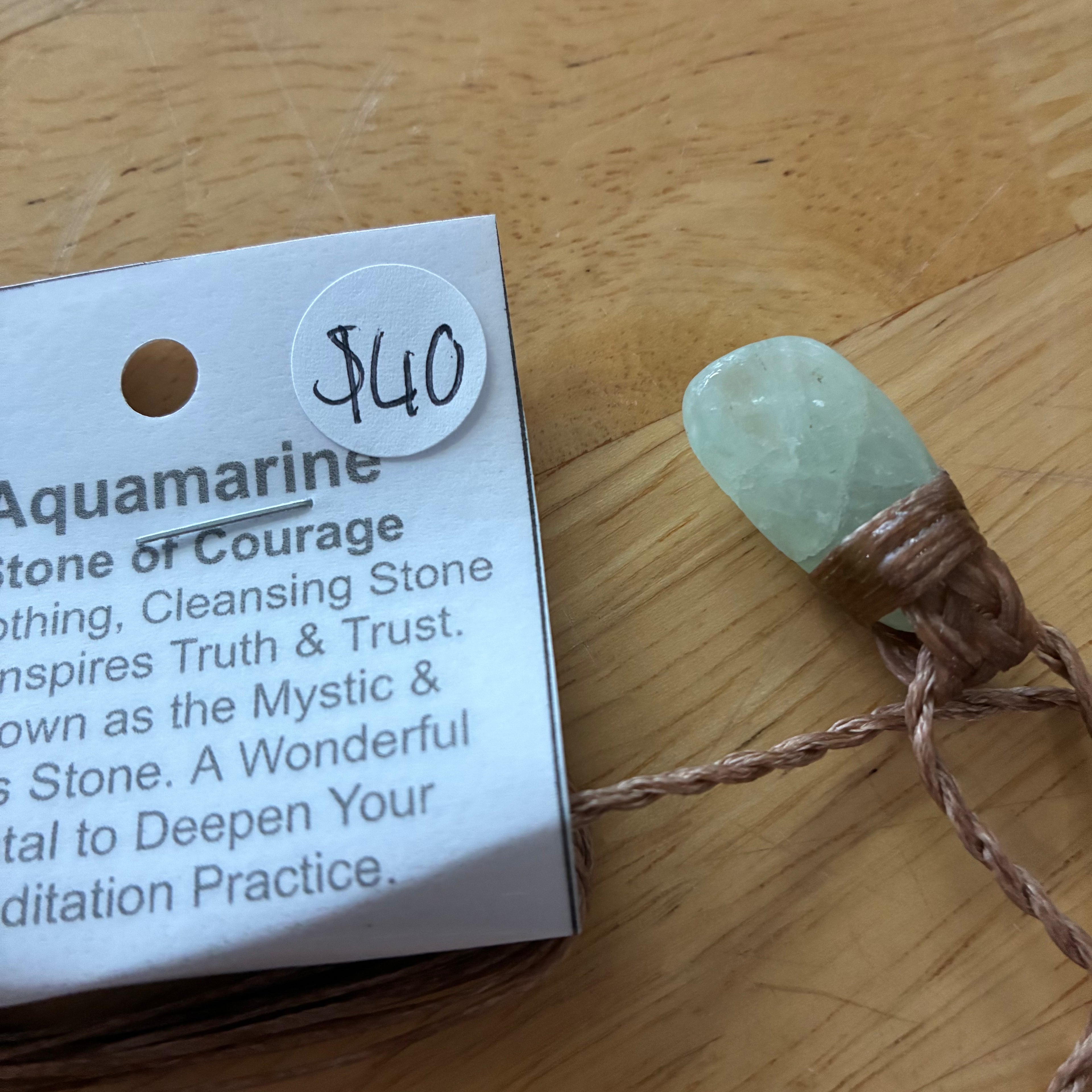 Aquamarine Leather Necklace - Serenity