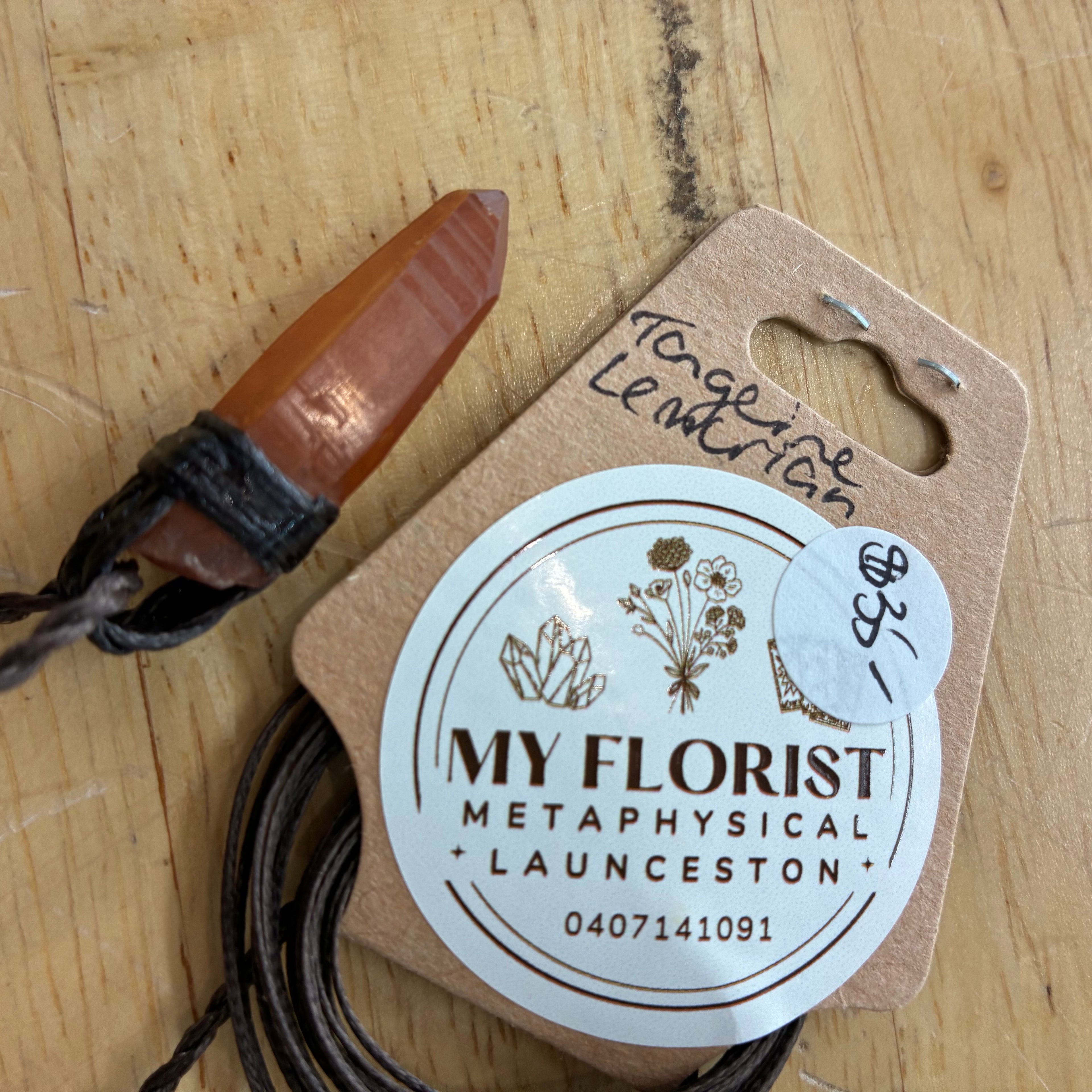 Tangerine Lemurian - JOYFUL HEALING Leather Necklace