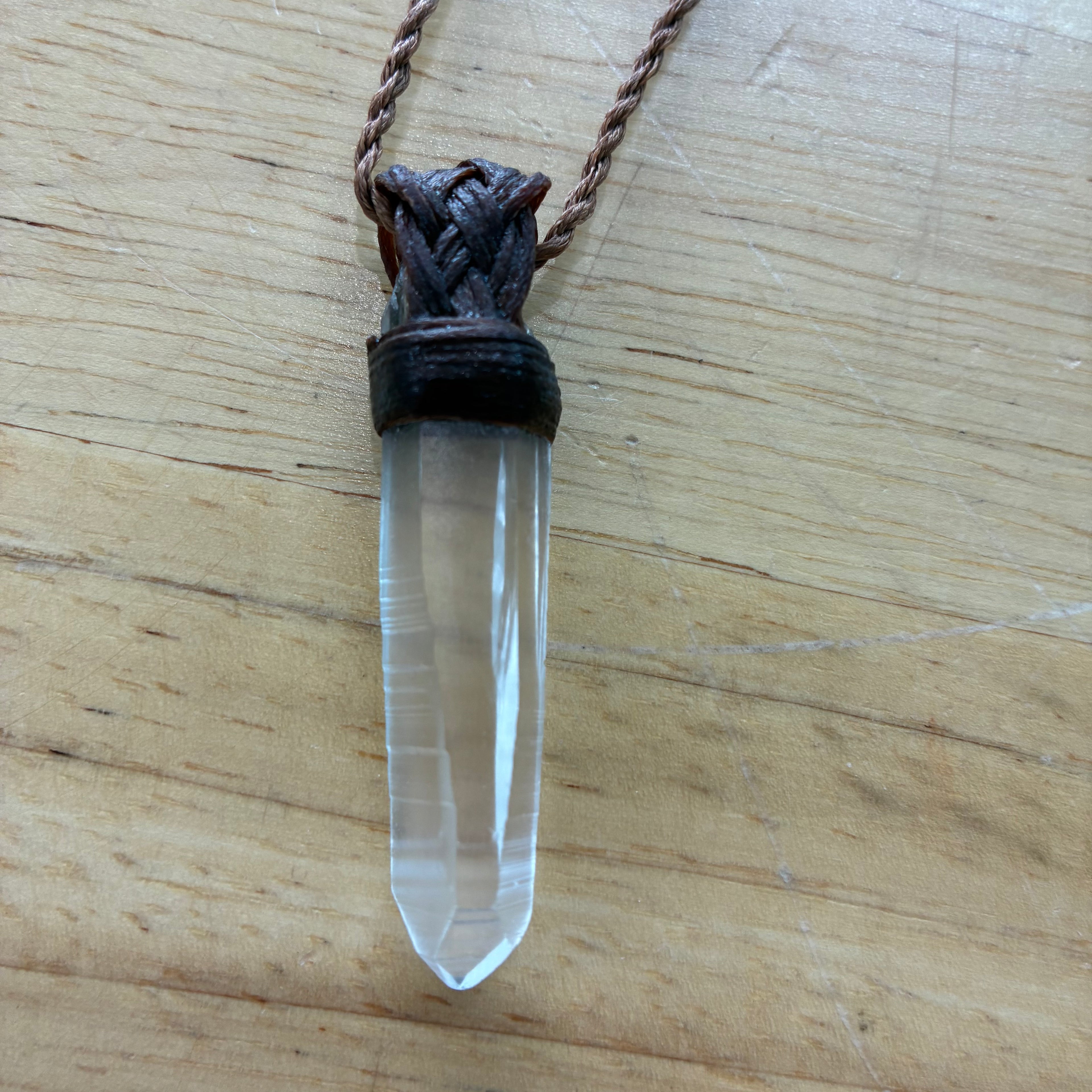 Lemurian Quartz Leather Necklace - Rememberance