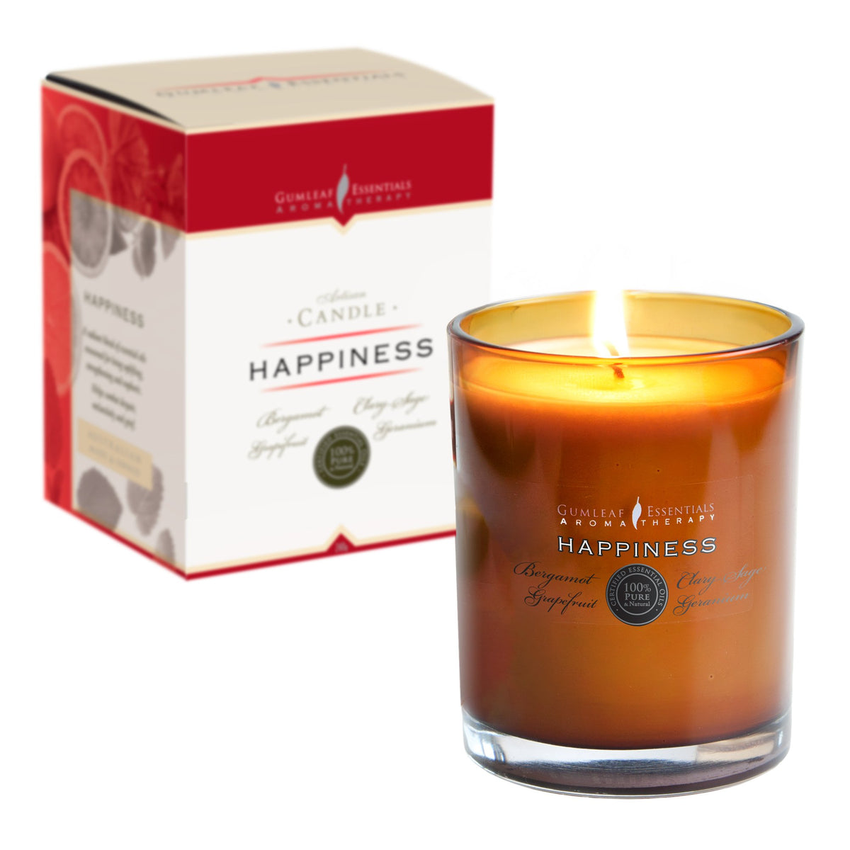 Happiness candle. Happiness is a radiant blend that may strengthen and uplift, while combating despair, melancholy, and grief. My Florist Launceston Tas