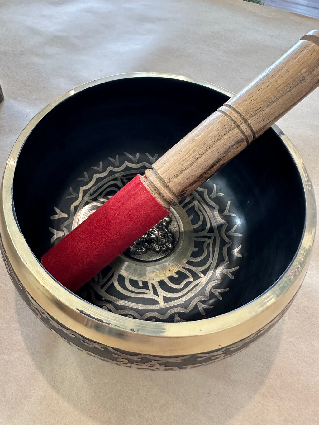 黄铜颂钵 15厘米 沙色