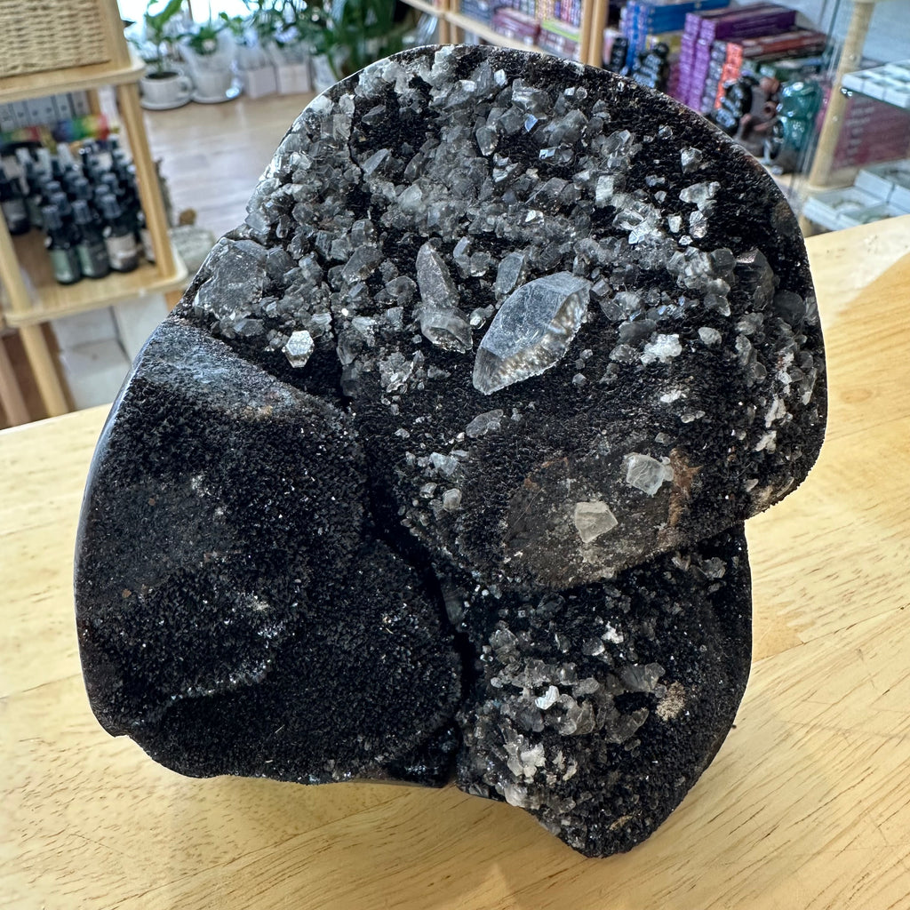 Septarian Nodule Freeform with Quartz Crystals