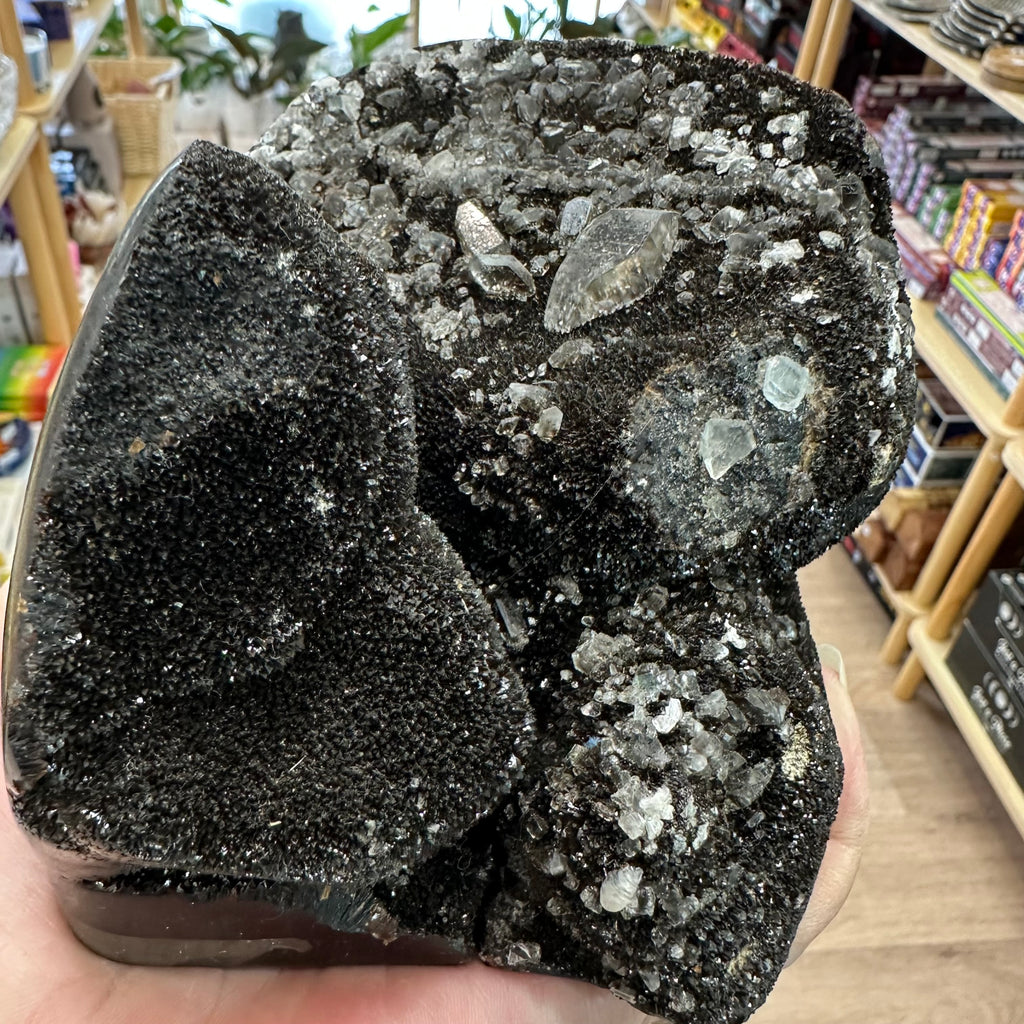 Septarian Nodule Freeform with Quartz Crystals