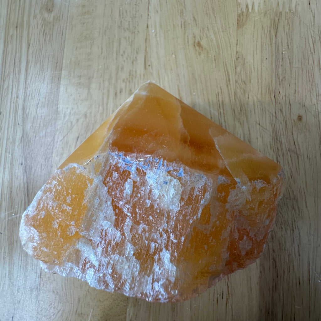 Orange Calcite – Polished Point with Base Cut