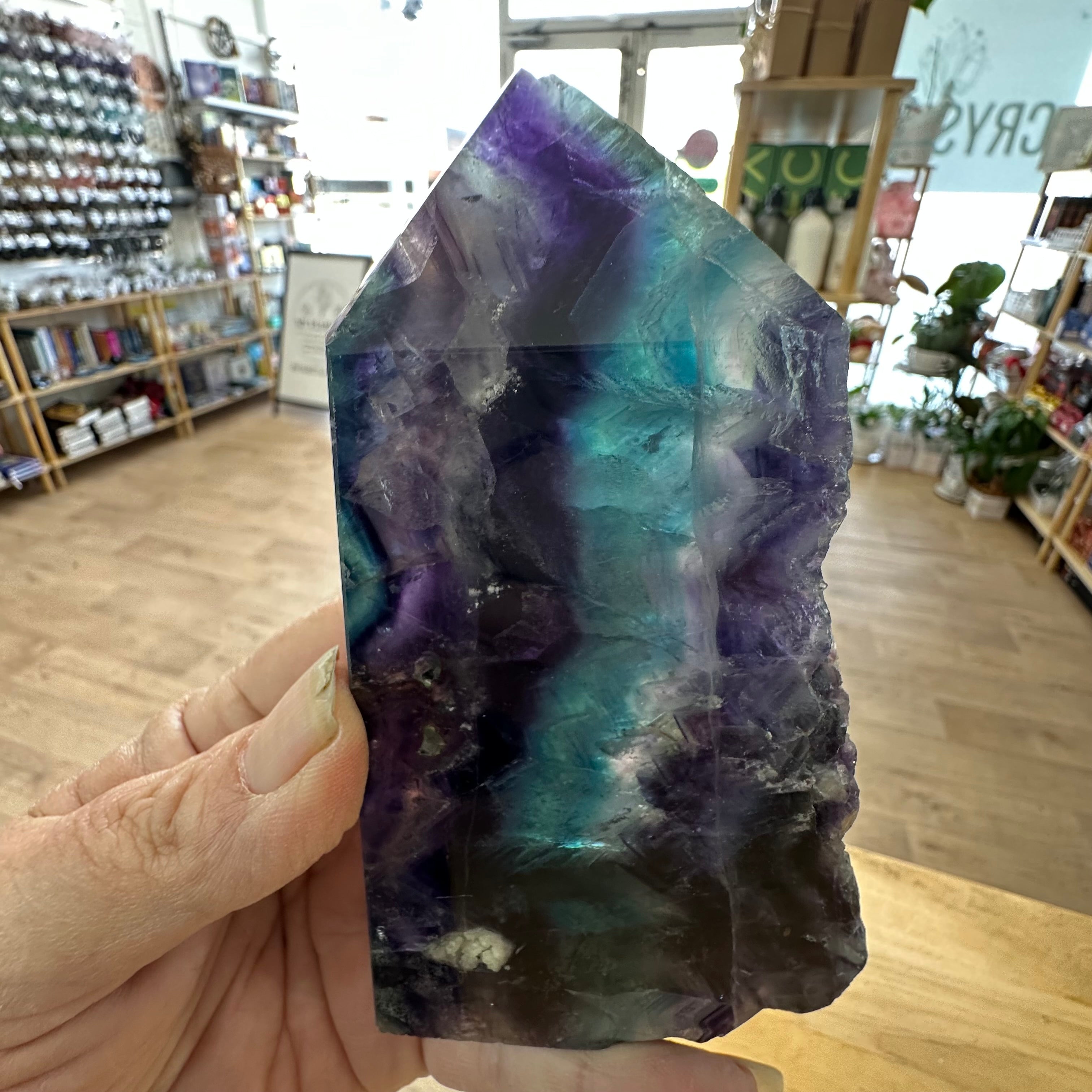 Fluorite Obelisk with Natural Side .550kg – Reduced