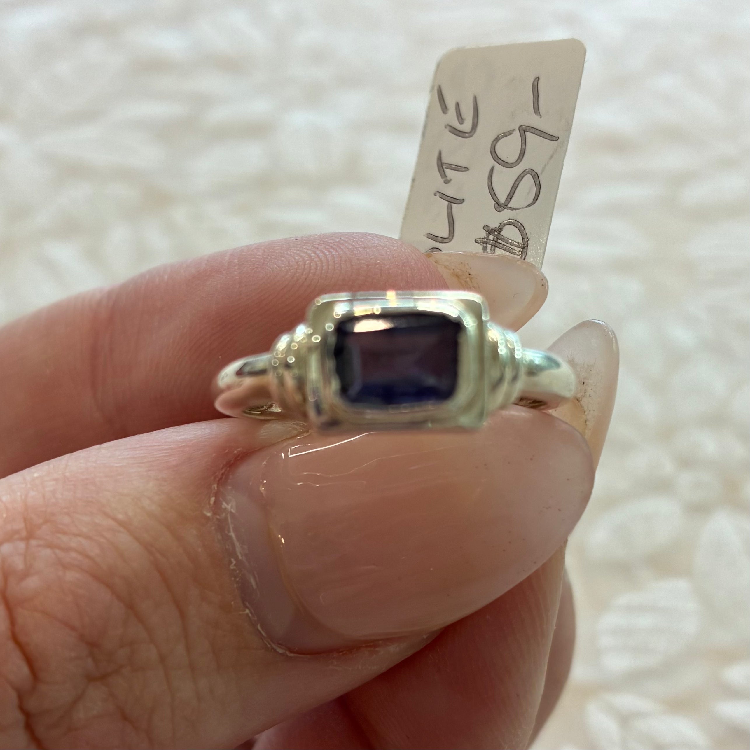 Oblong Iolite gemstone ring in sterling silver at My Florist Launceston